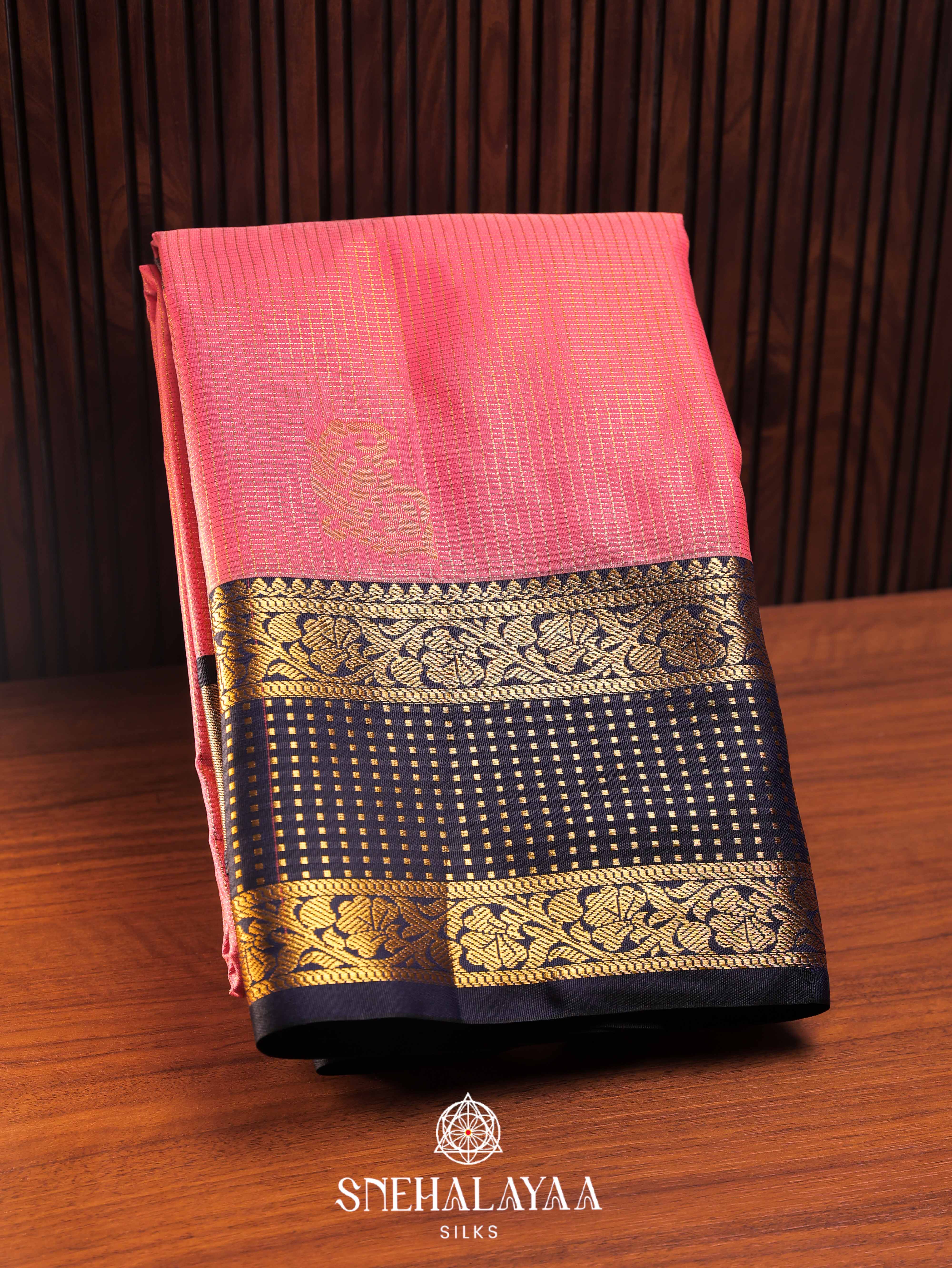 Peach Art Silk Saree