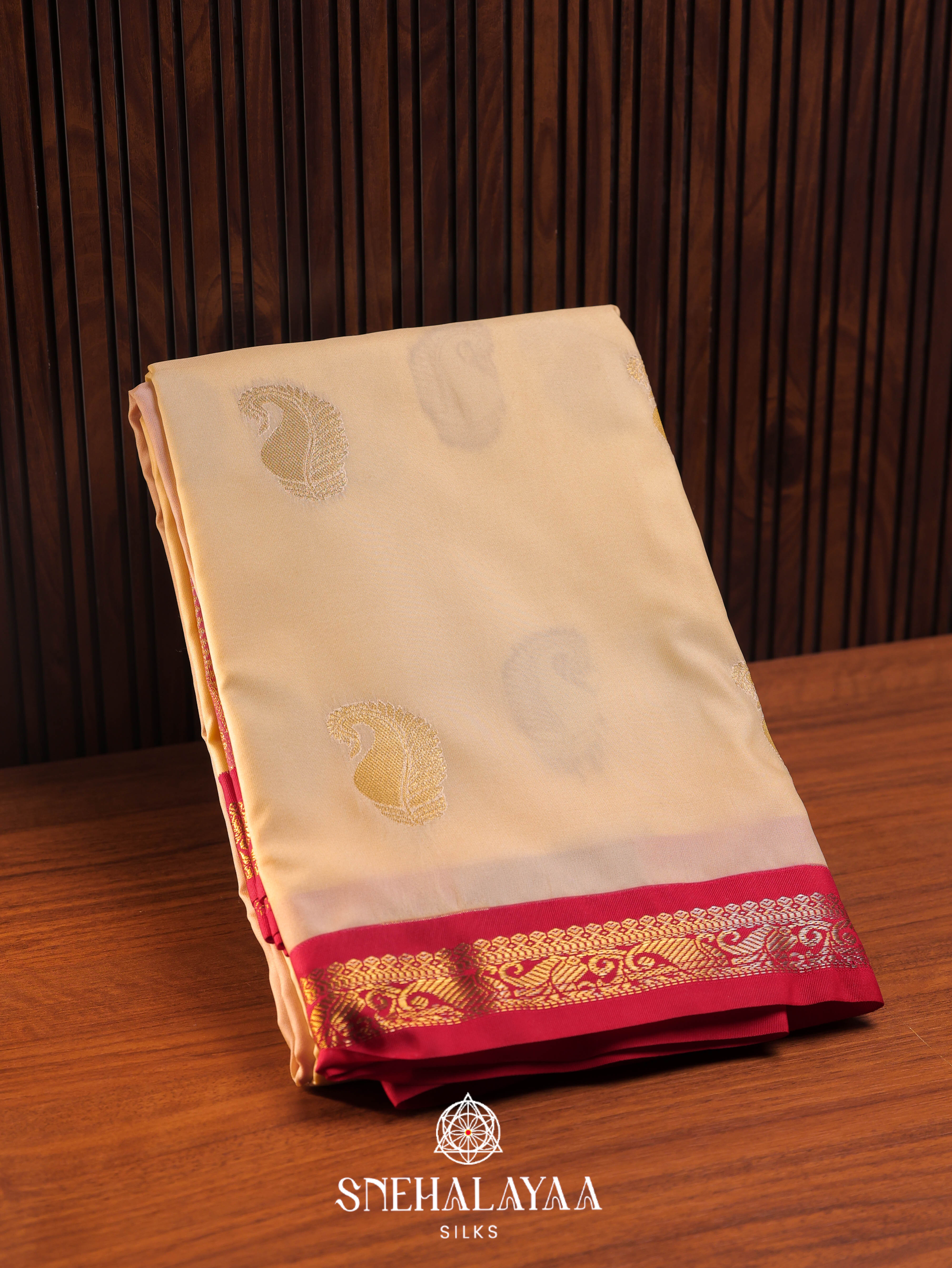 Cream Art Silk Saree