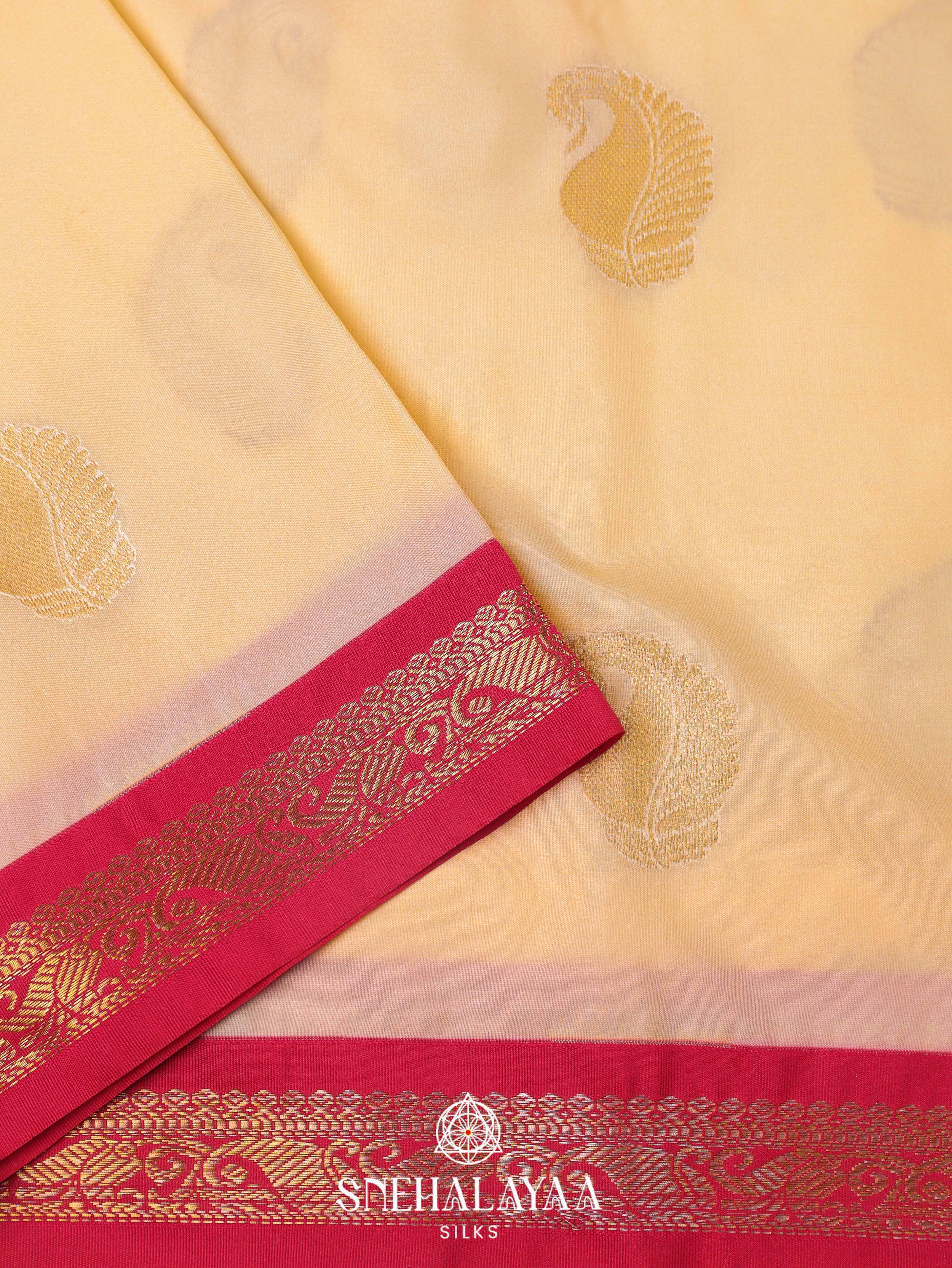 Cream Art Silk Saree