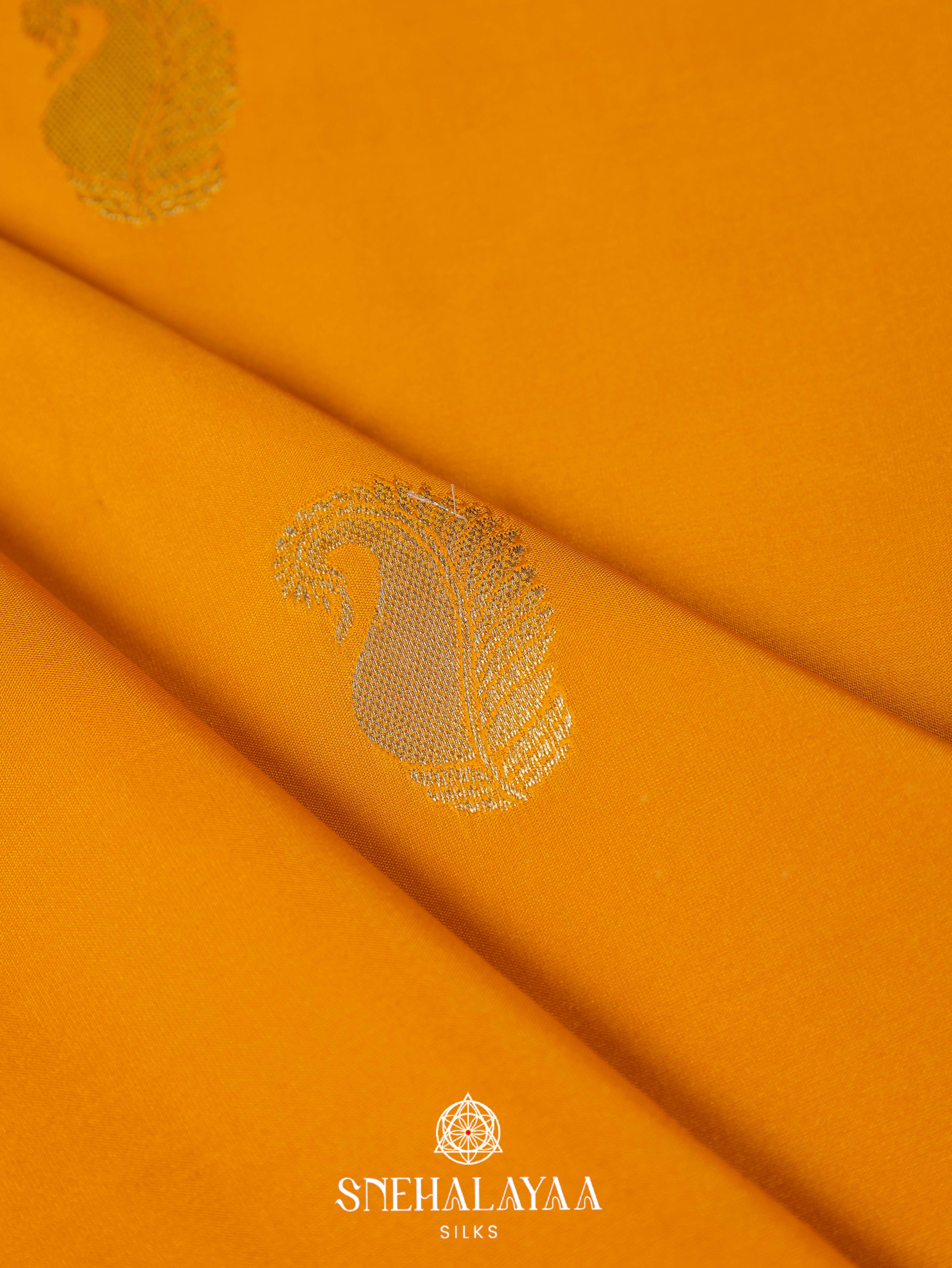 Mango Yellow Art Silk Saree