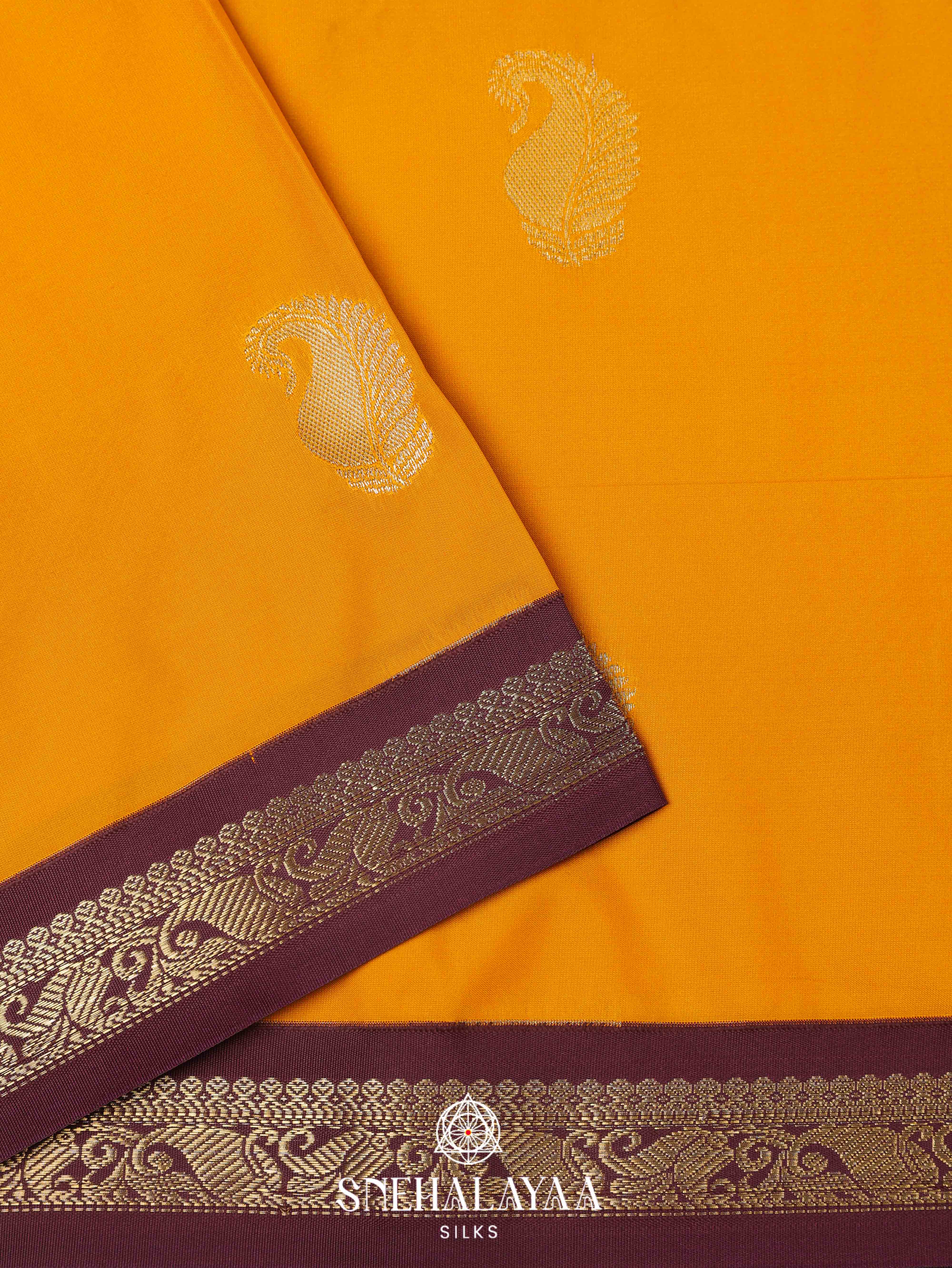 Mango Yellow Art Silk Saree