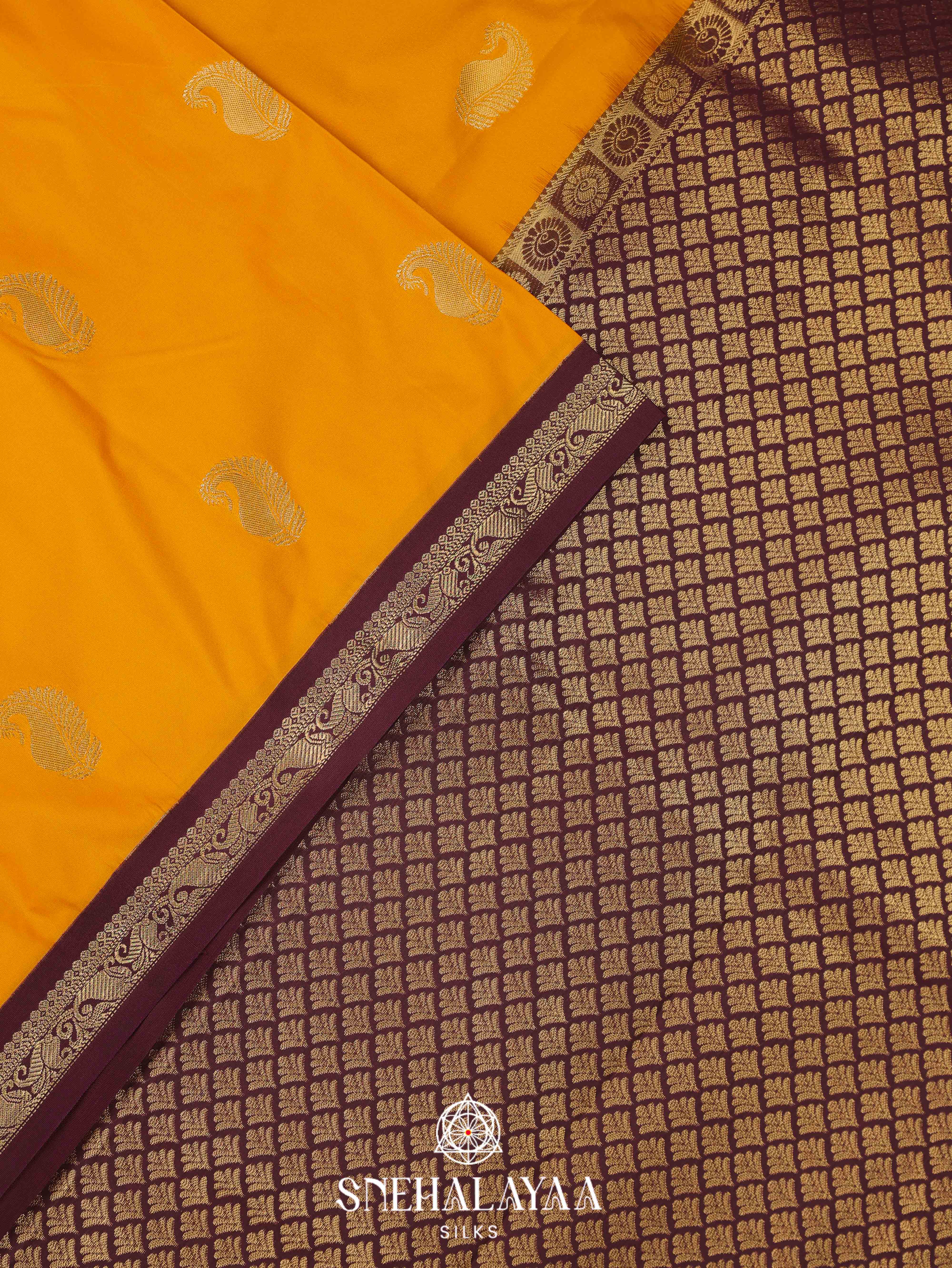 Mango Yellow Art Silk Saree