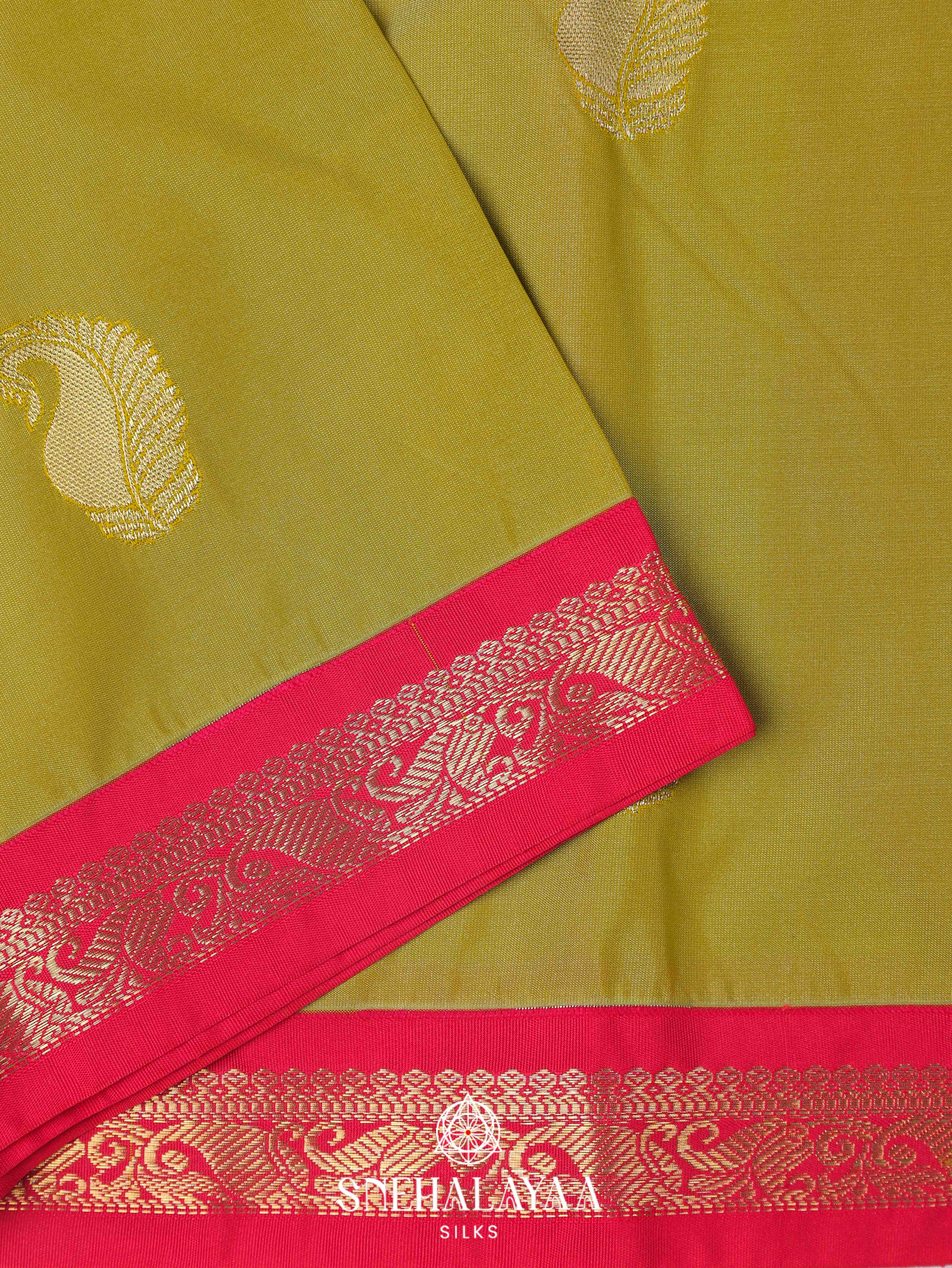 Moss Green Art Silk Saree