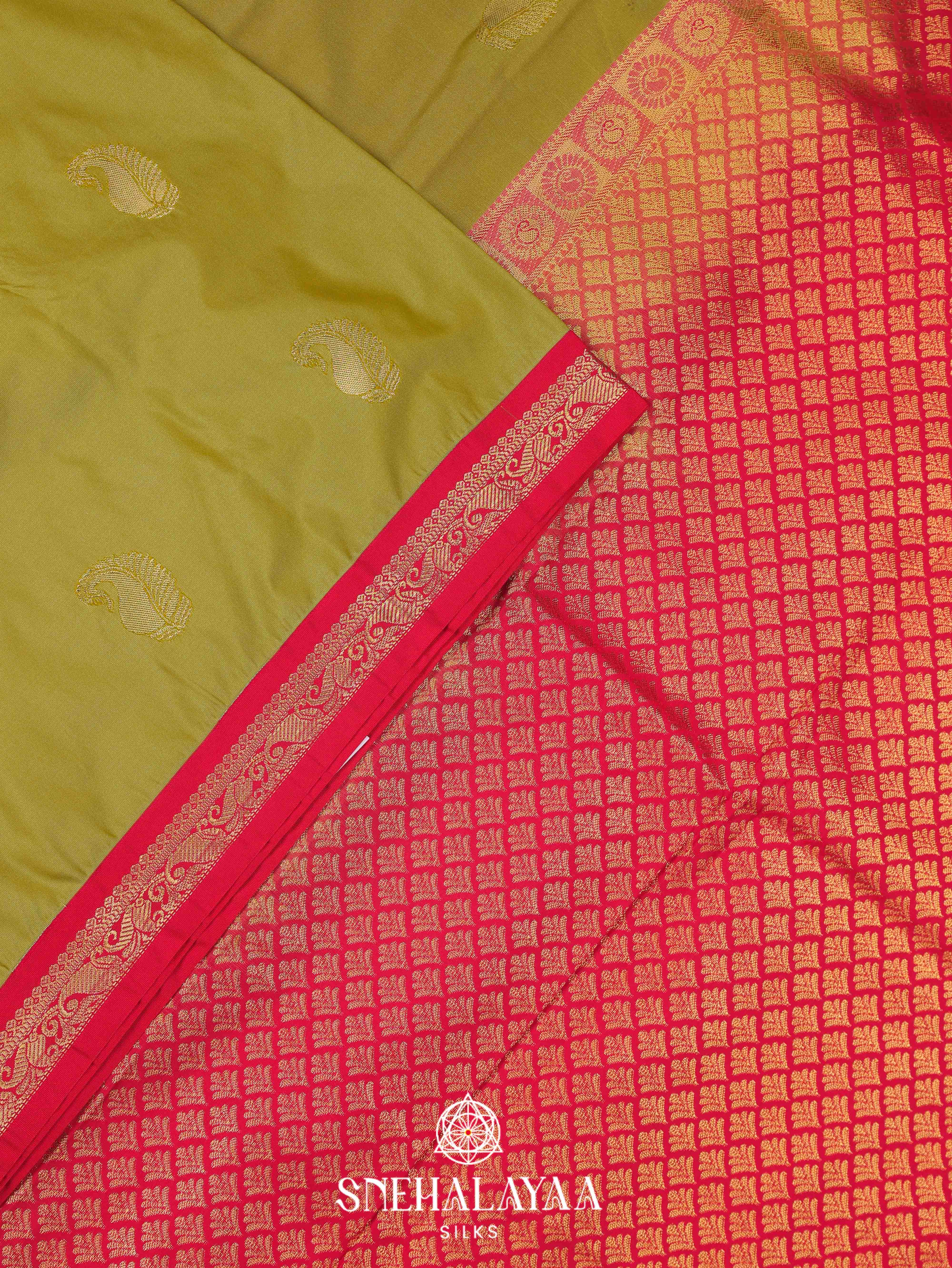Moss Green Art Silk Saree