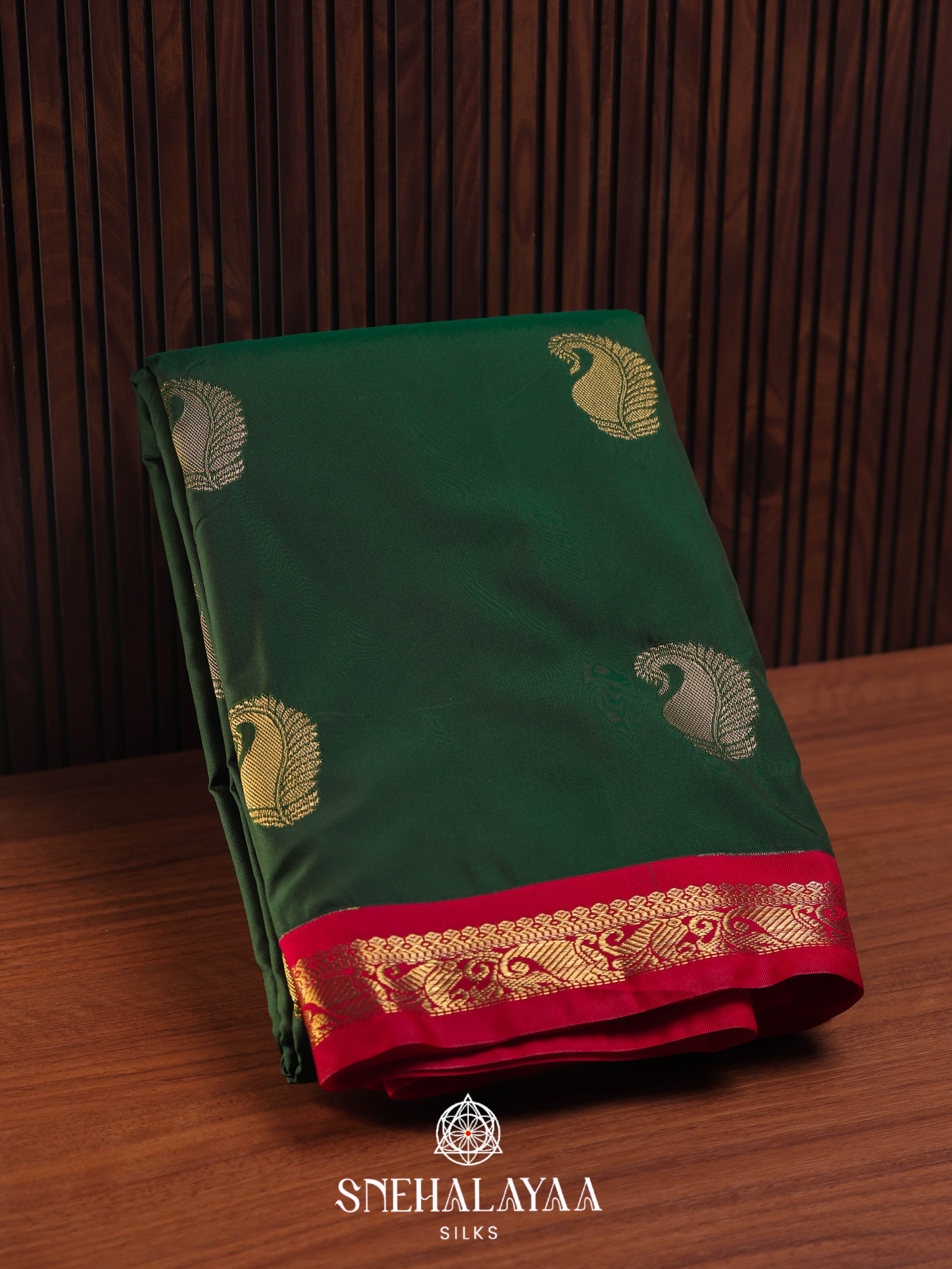 Forest Green Art Silk Saree