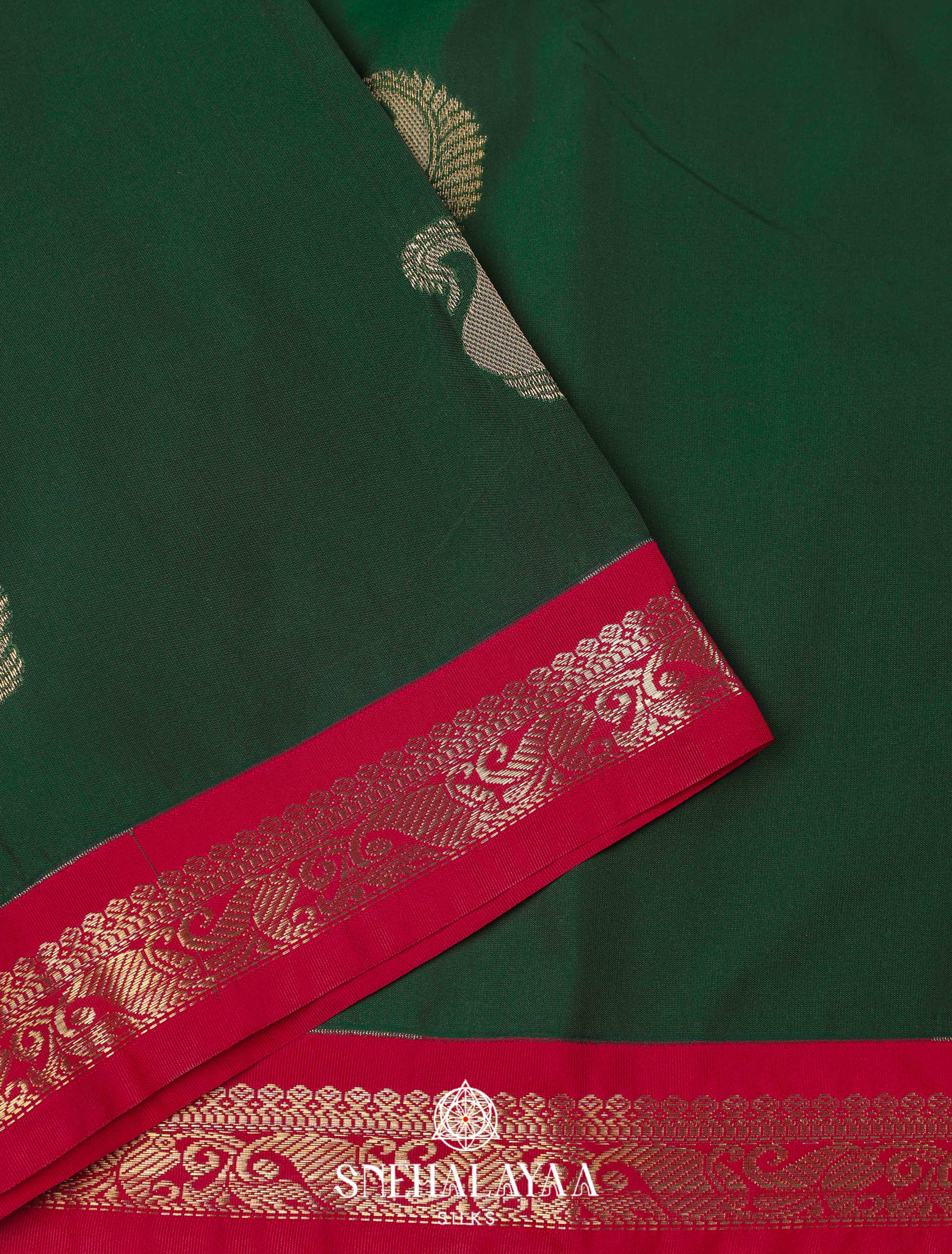 Forest Green Art Silk Saree