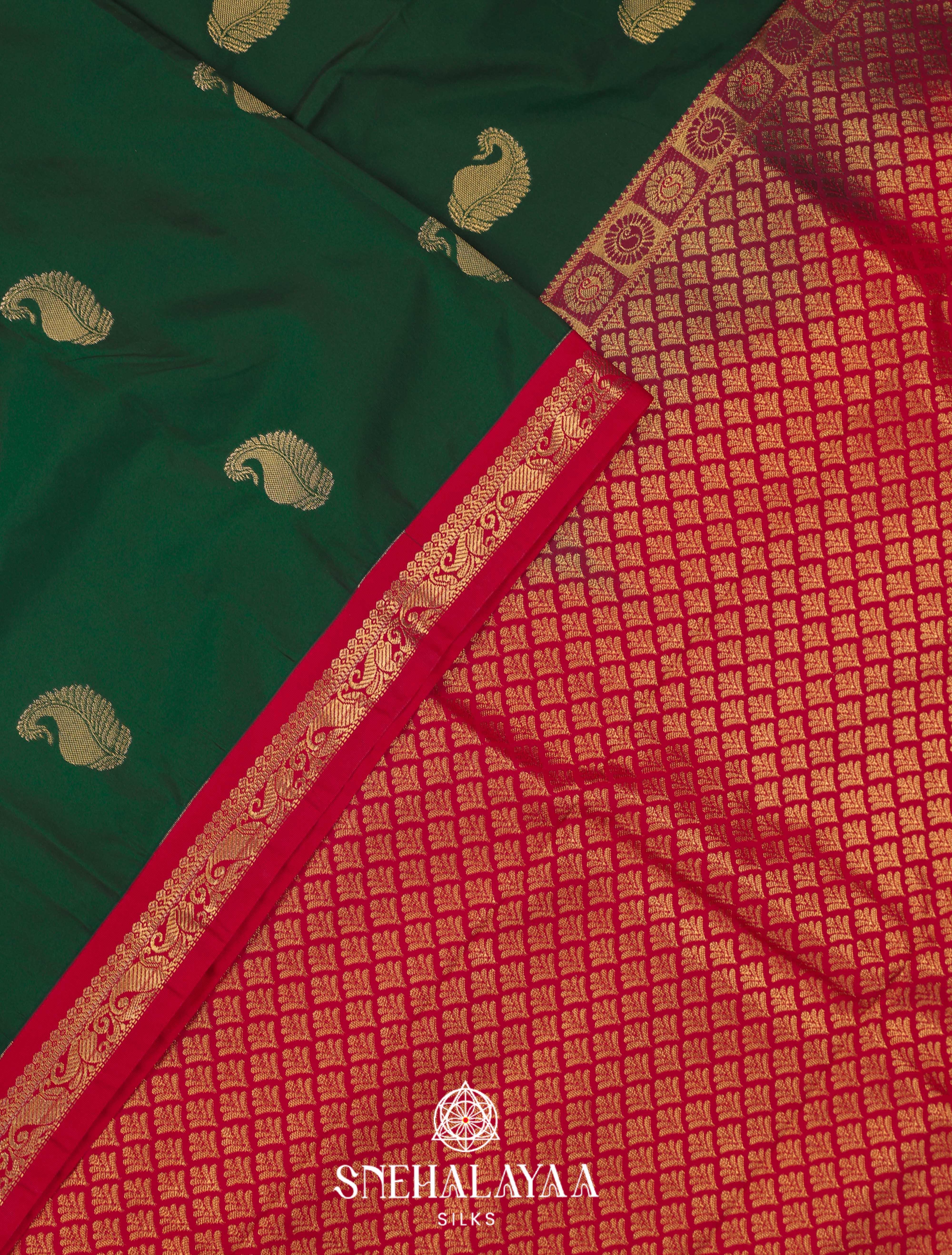 Forest Green Art Silk Saree