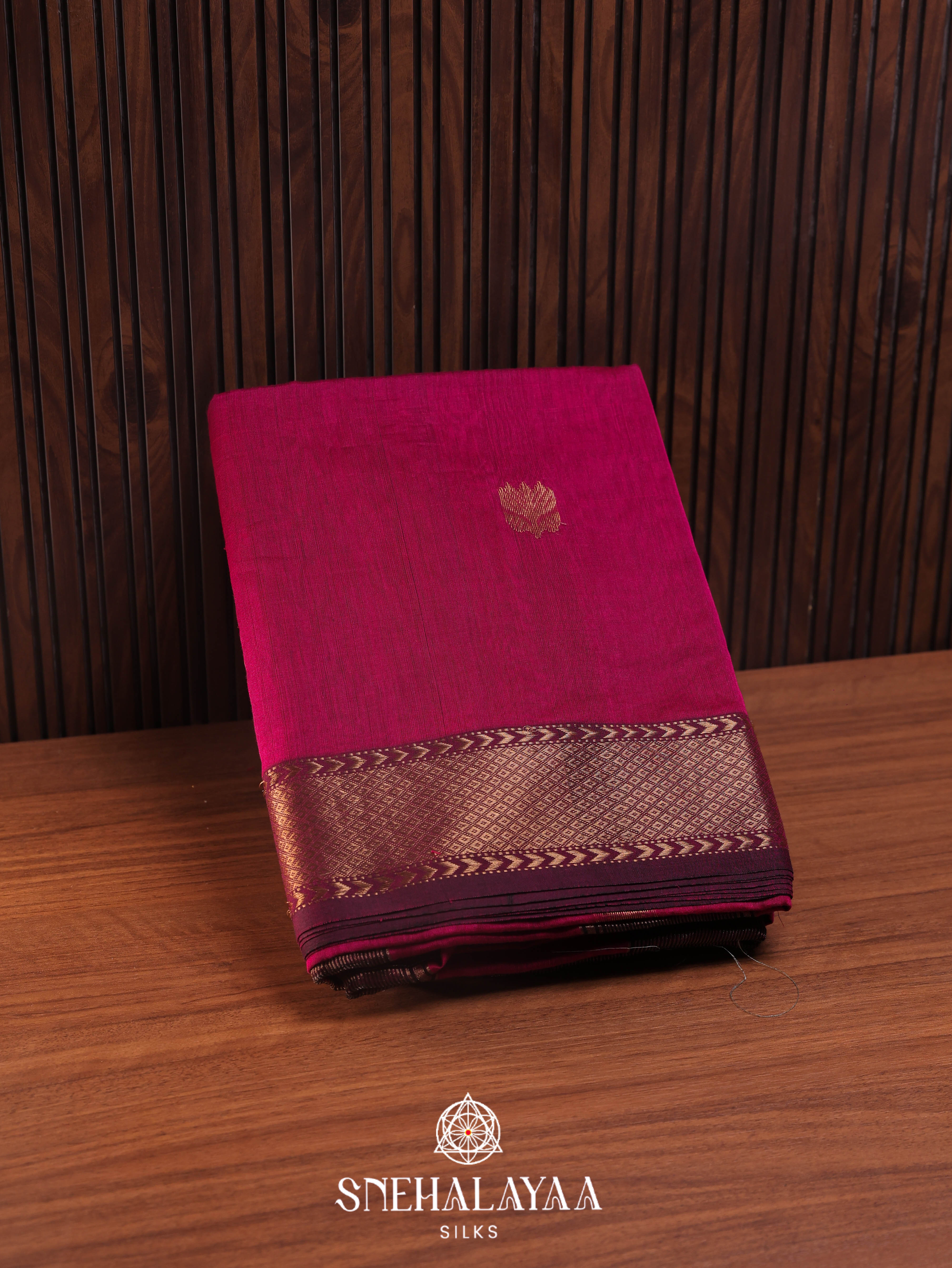 Pink Maheshwari Silk Cotton Saree