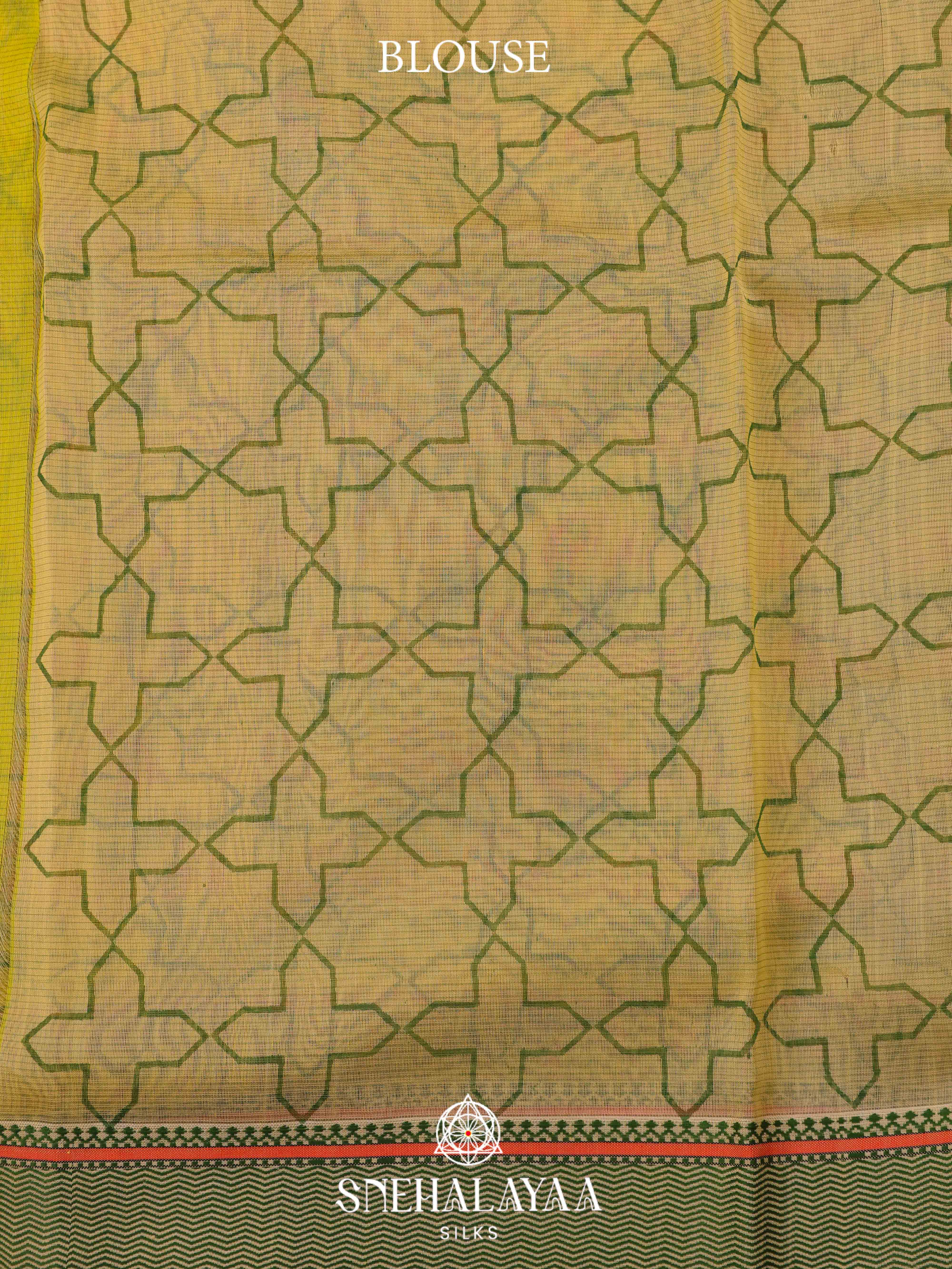 Yellow  Printed Maheshwari Silk Cotton Saree