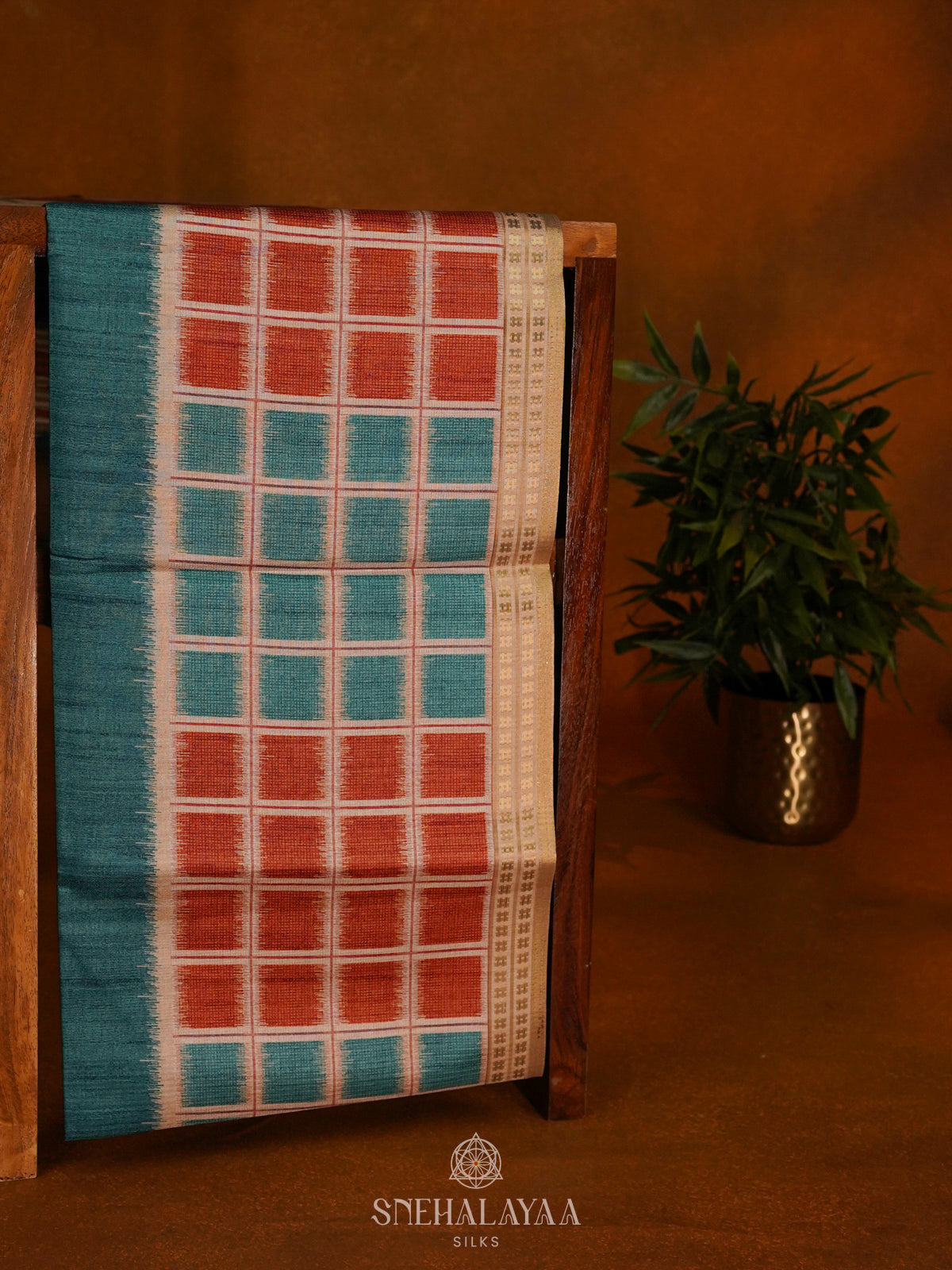 Peacock Blue Tussar Saree
