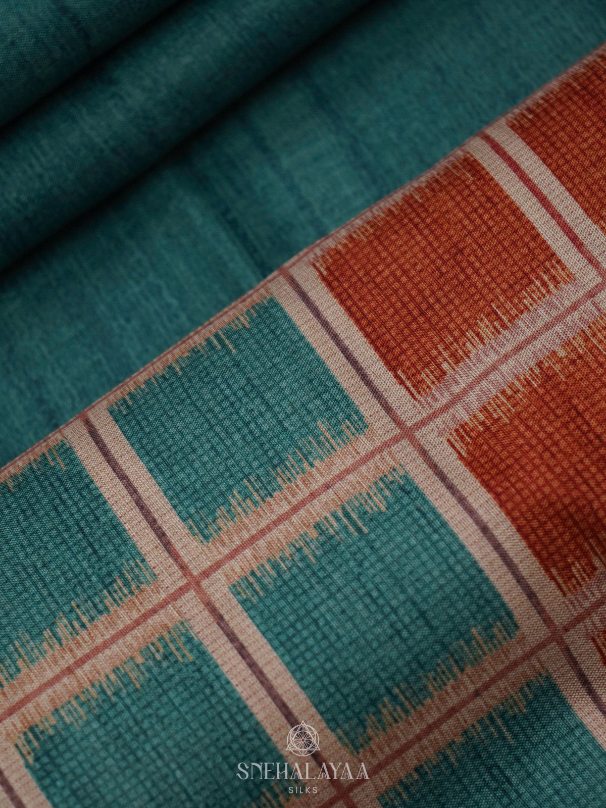 Peacock Blue Tussar Saree
