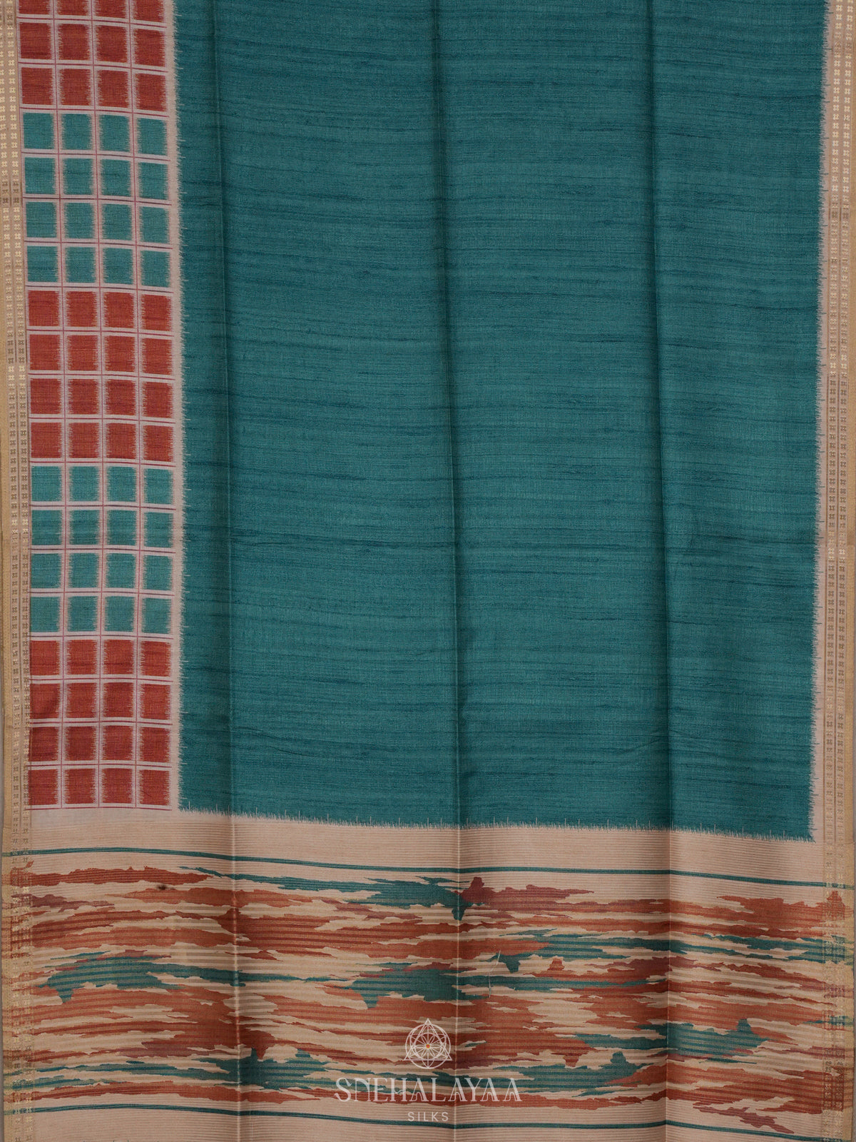 Peacock Blue Tussar Saree
