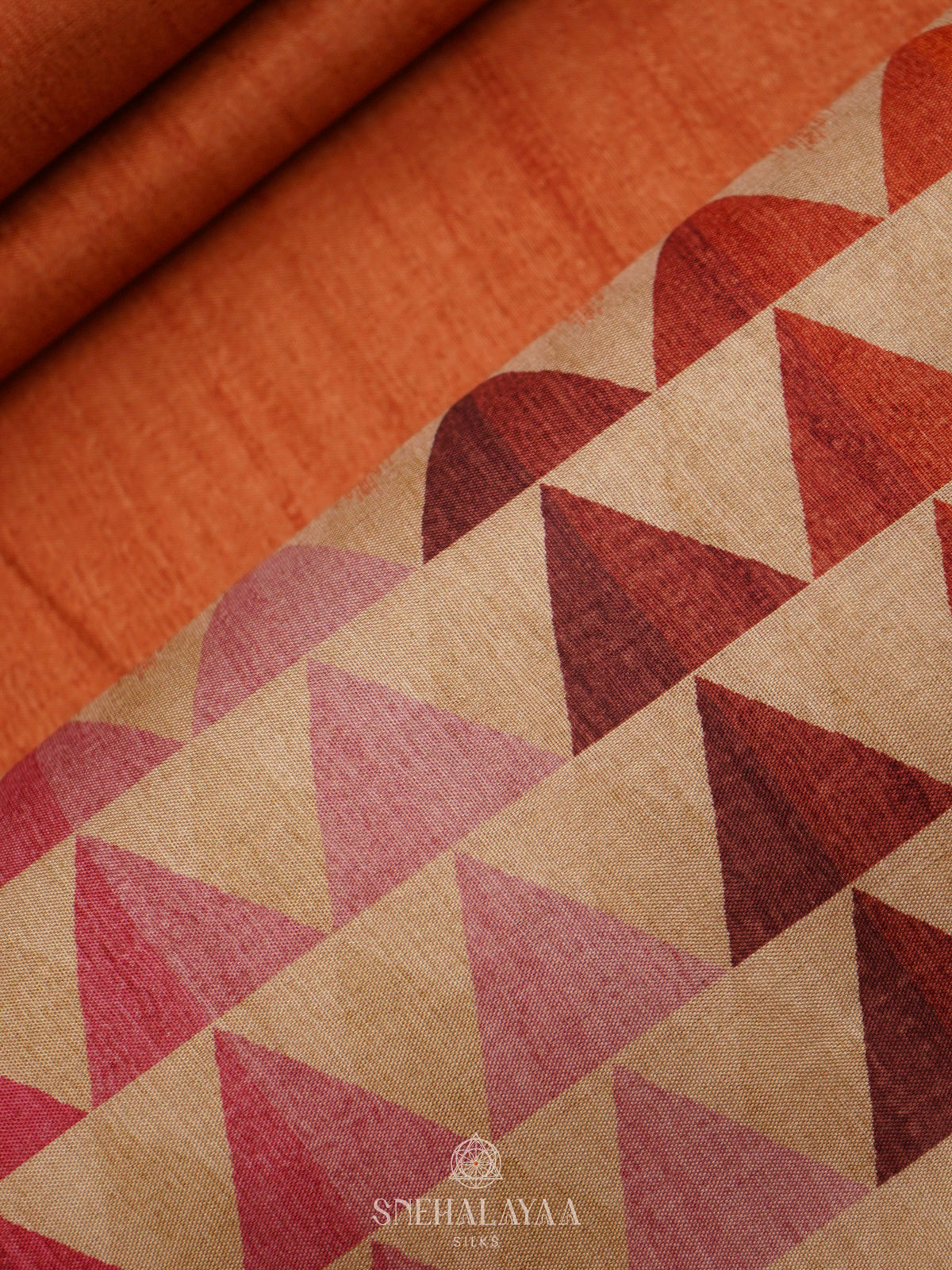 Orange Tussar Saree