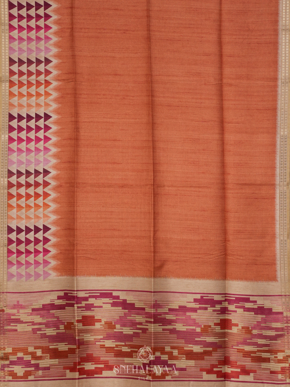 Orange Tussar Saree