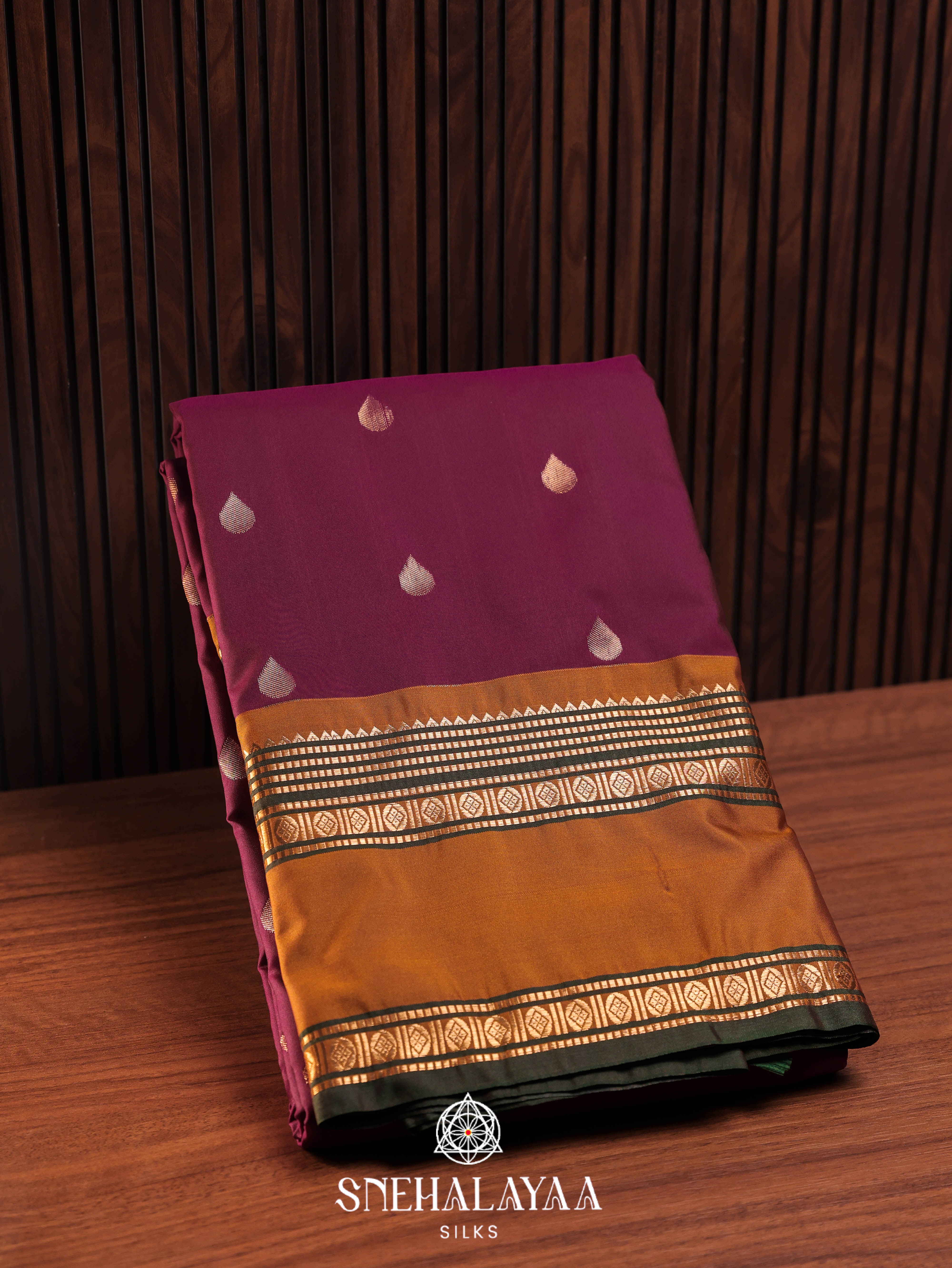 Wine Art Silk Saree