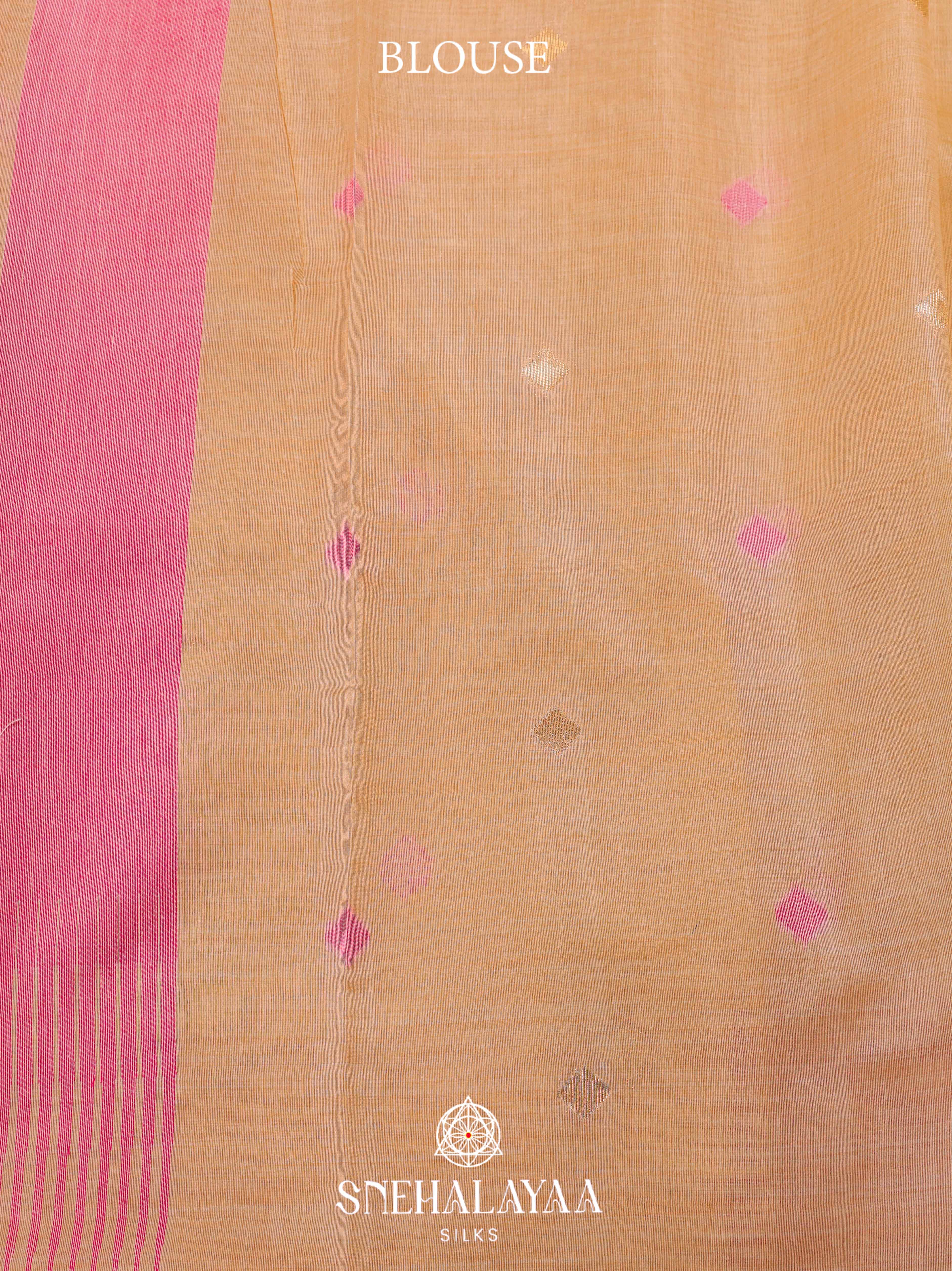 Beige  Munga Cotton Saree