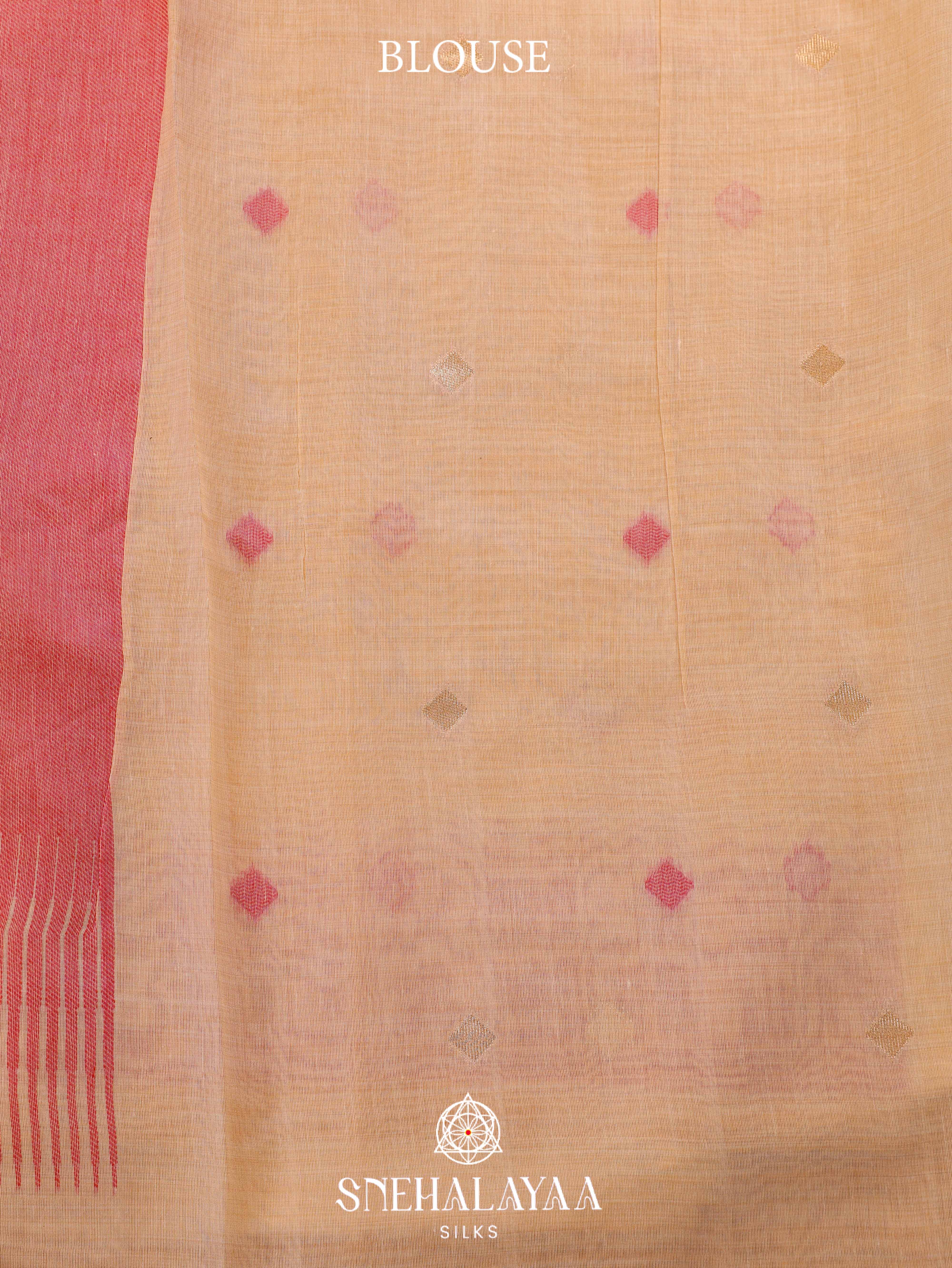 Soft Beige Munga Cotton Saree