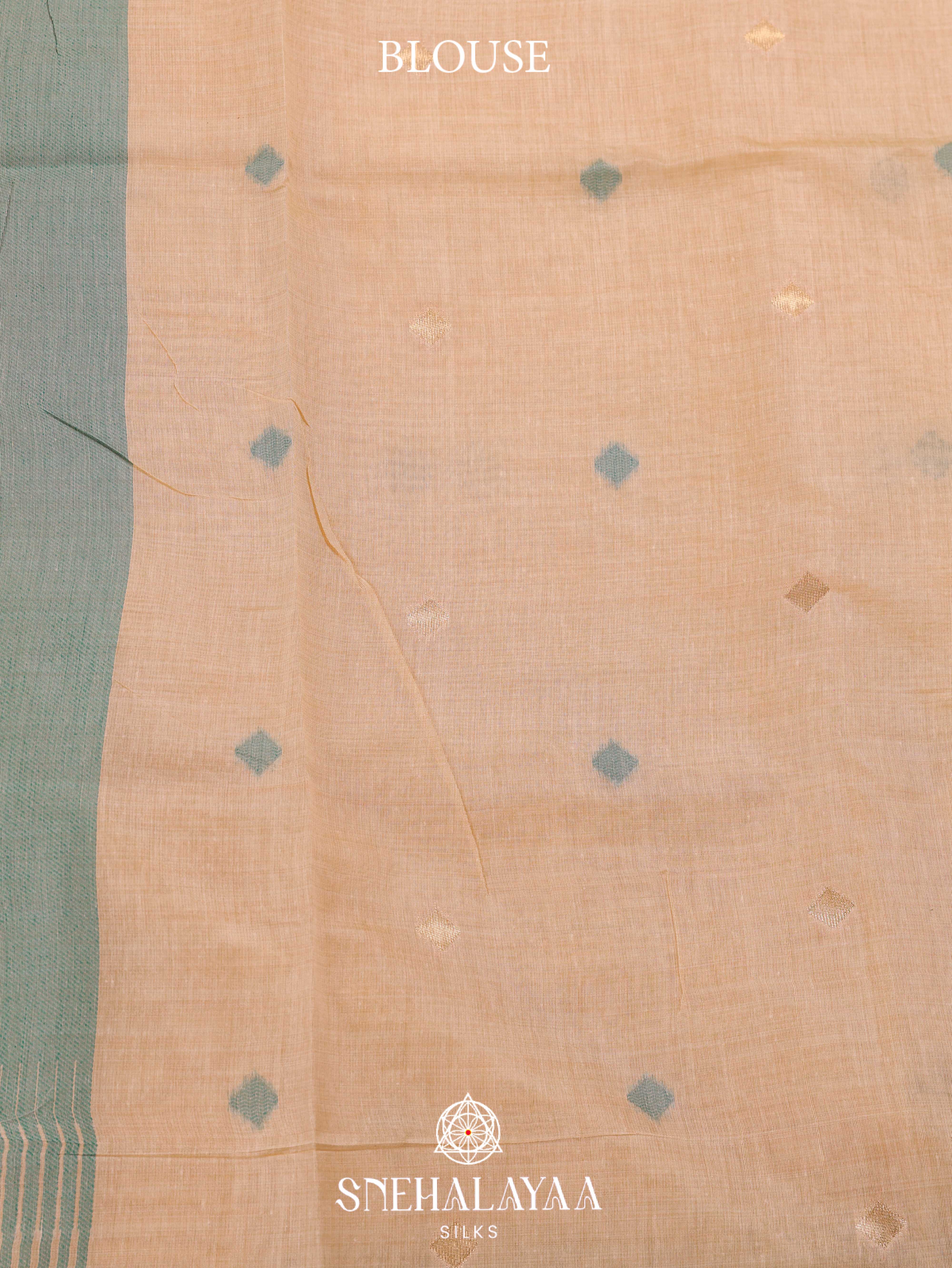 Beige  Munga Cotton Saree