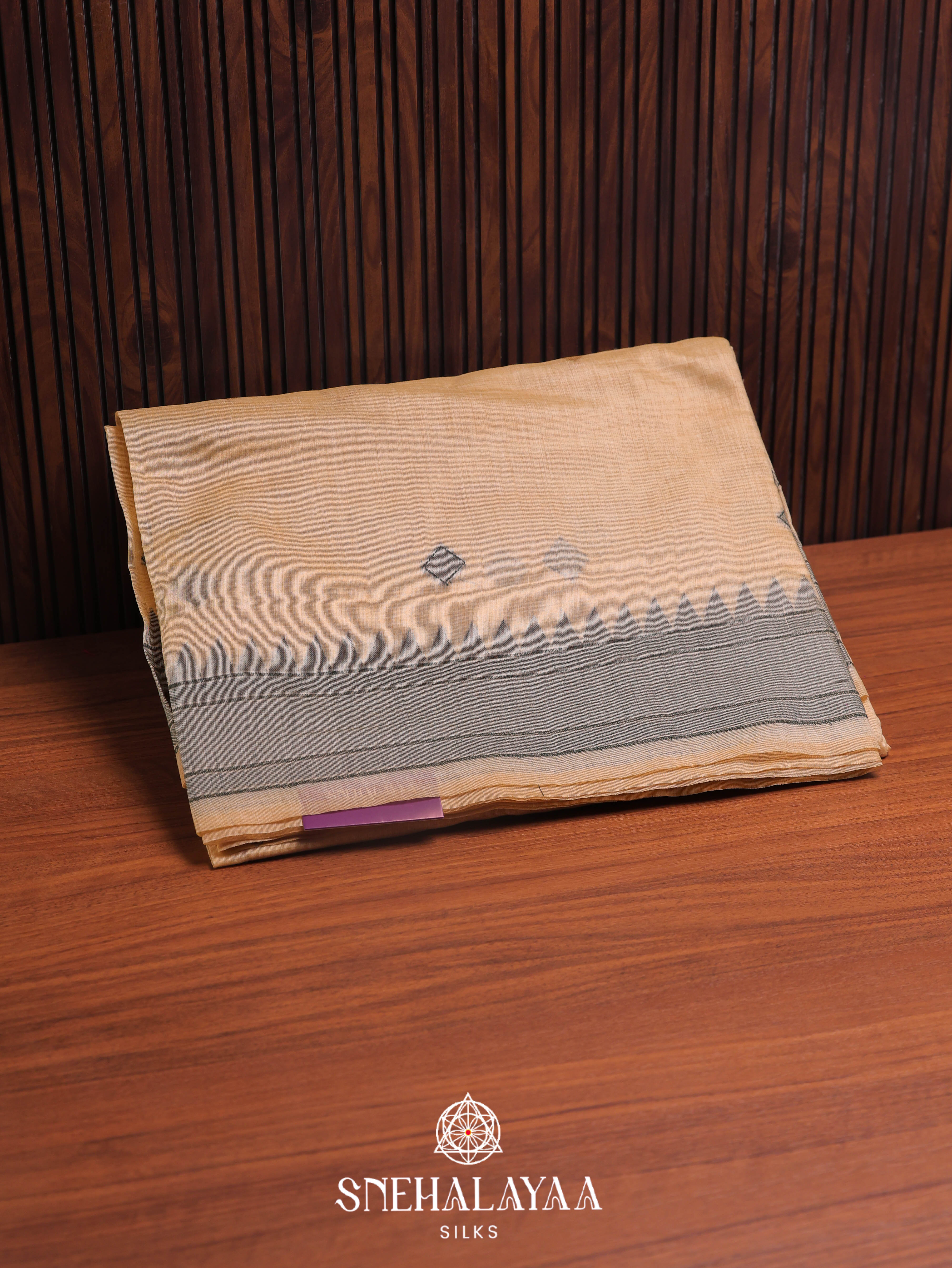 Beige  Munga Cotton Saree