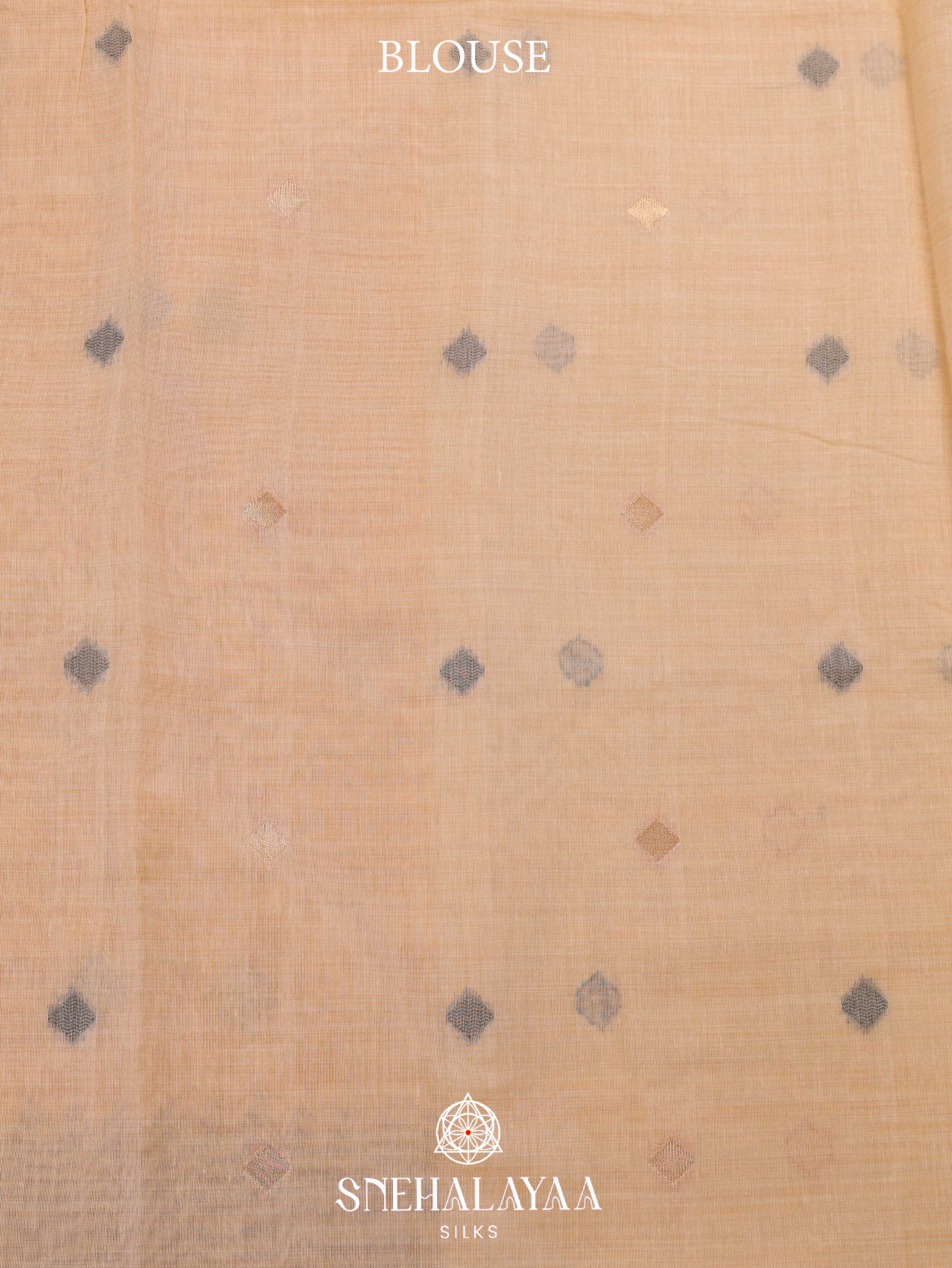 Beige  Munga Cotton Saree