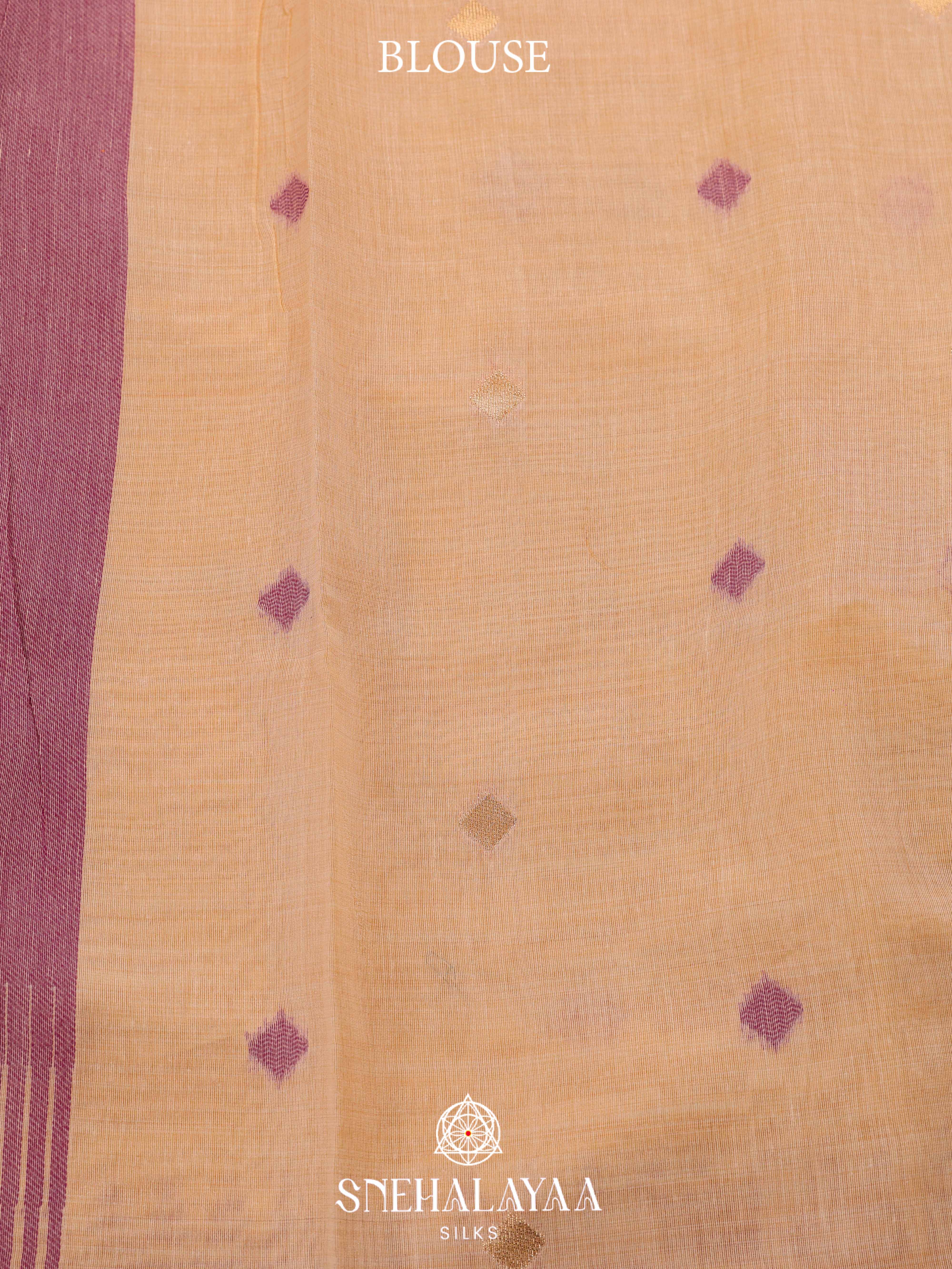 Beige  Munga Cotton Saree