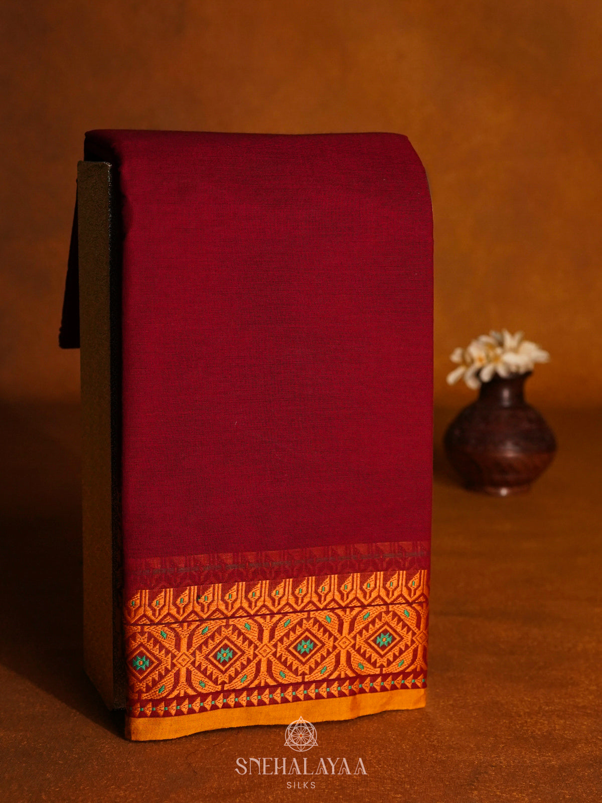 Maroon Kanchi Cotton Saree