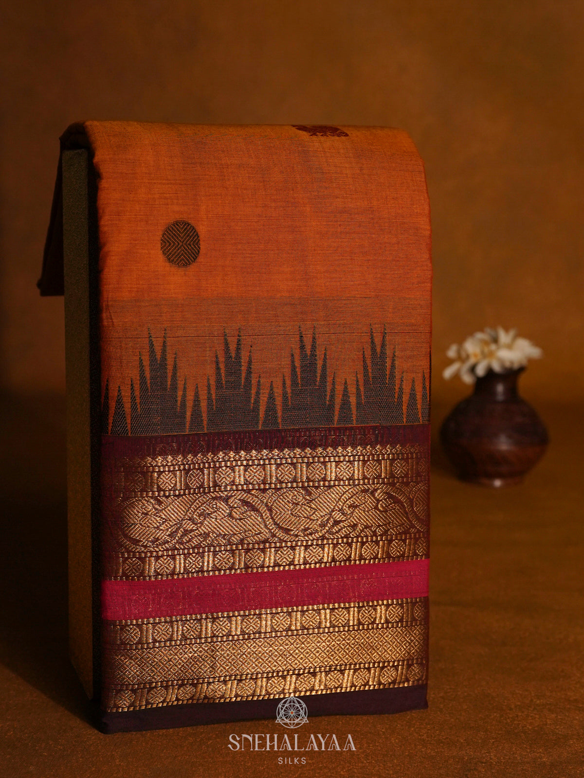 Orange Kanchi Cotton Saree