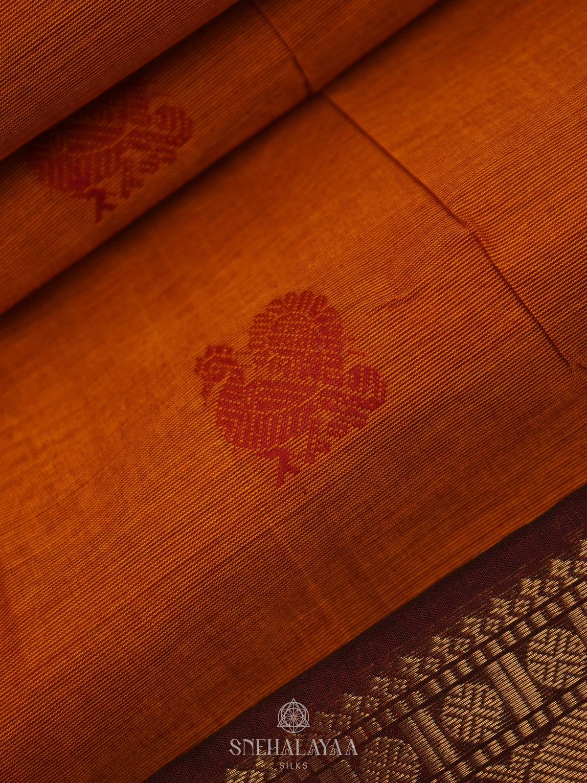 Orange Kanchi Cotton Saree