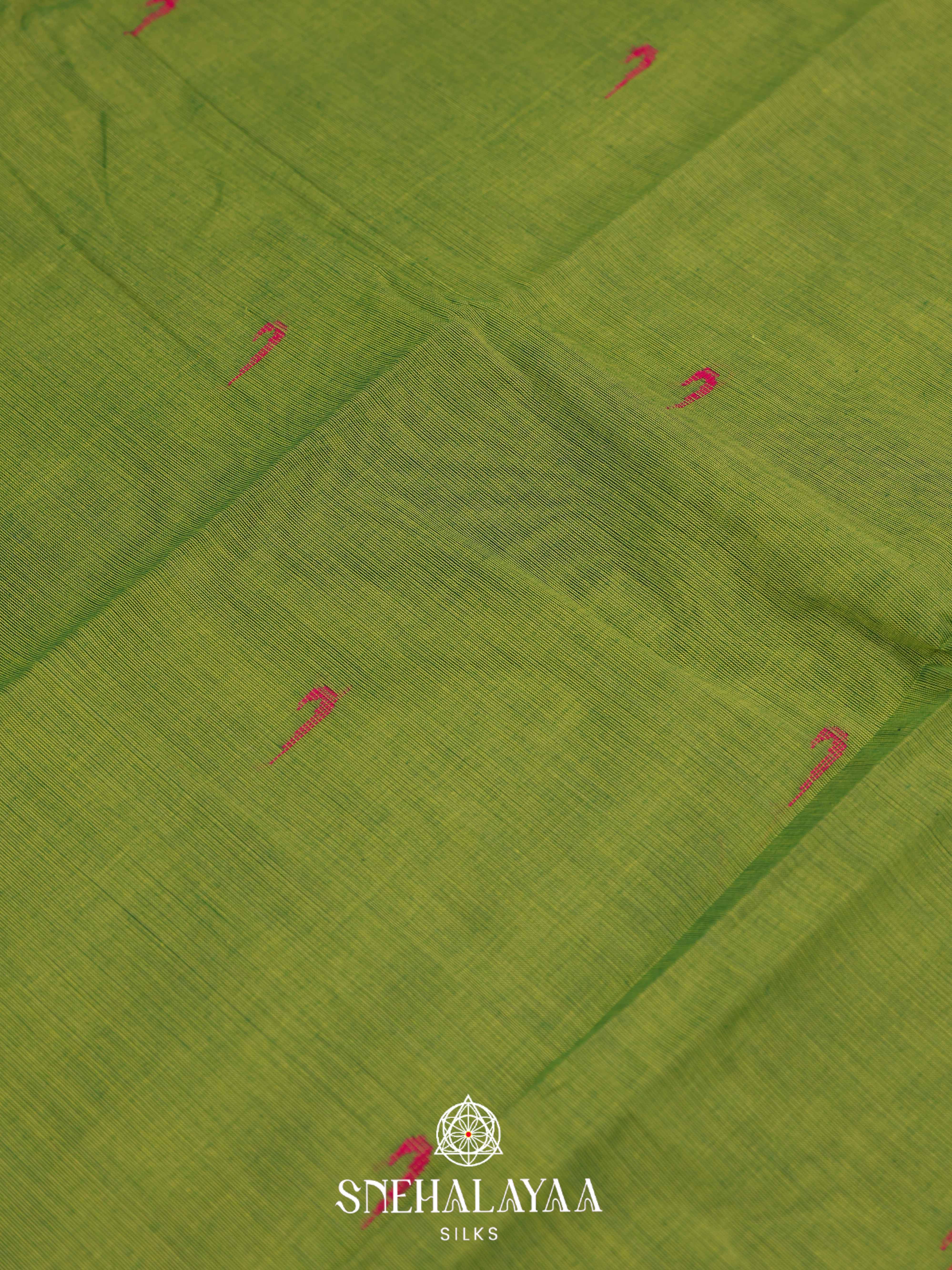 Olive Green Chettinad Cotton Saree