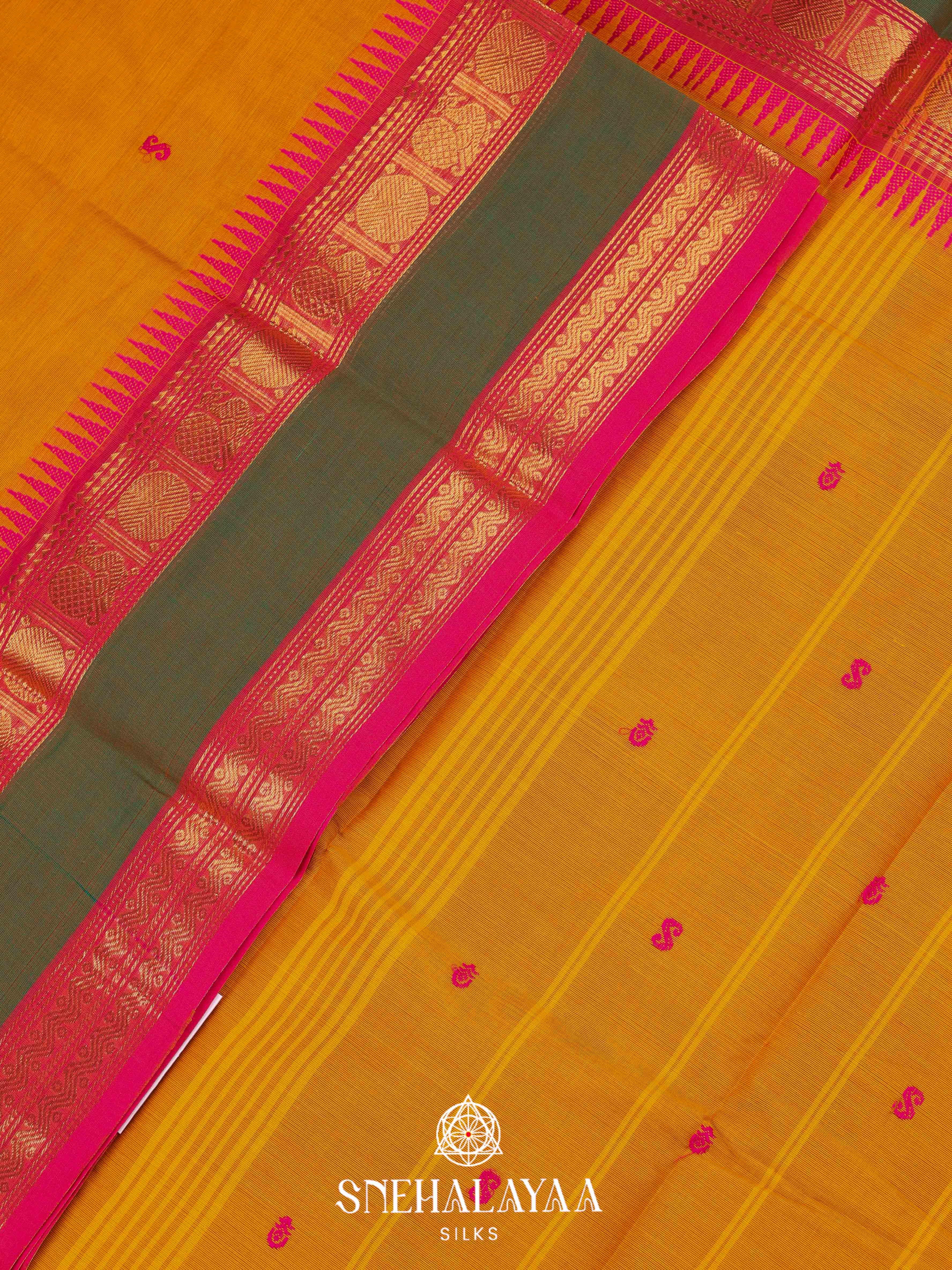Mustard Yellow Chettinad Cotton Saree