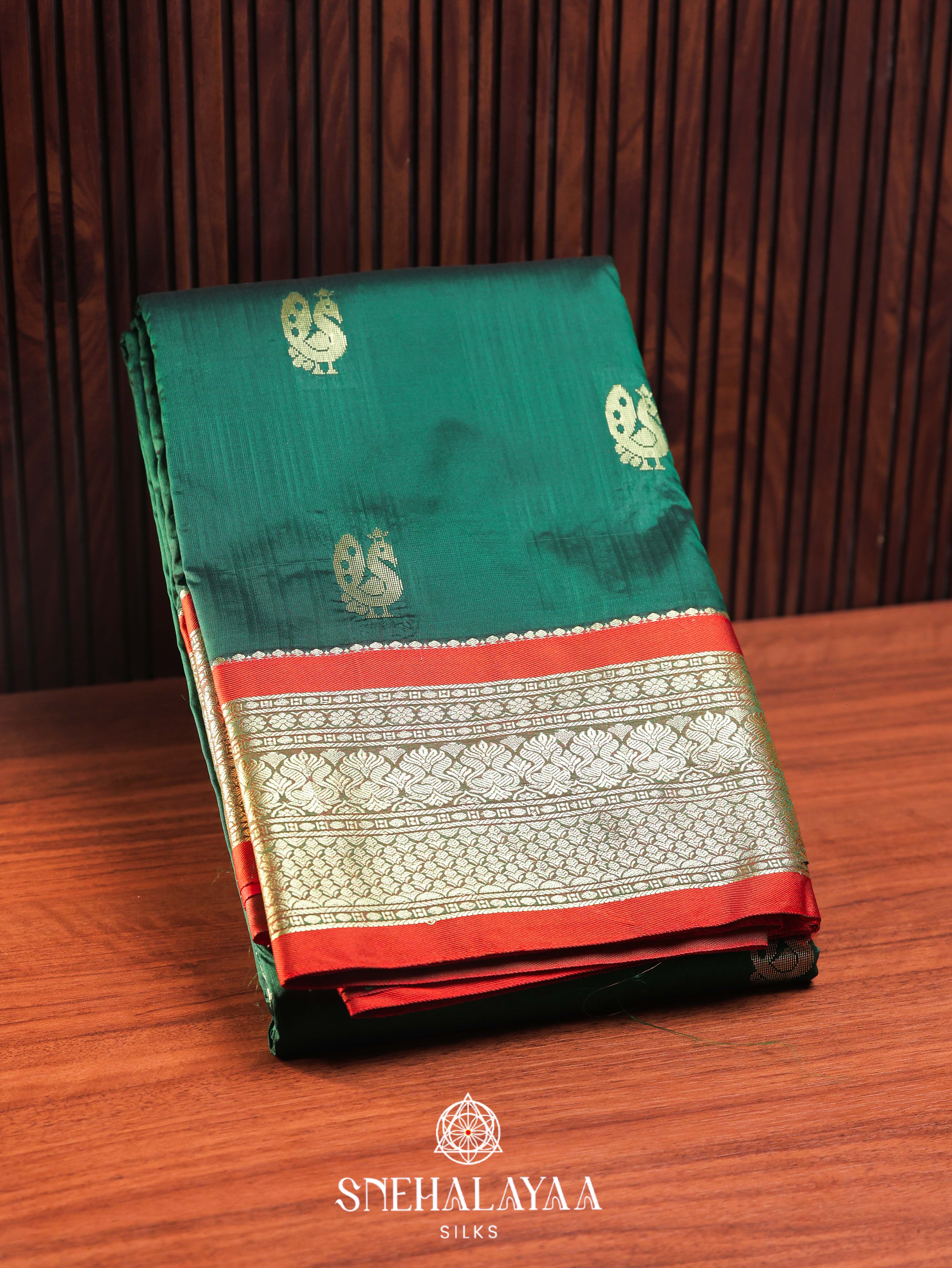 Forest Green Art Silk Saree