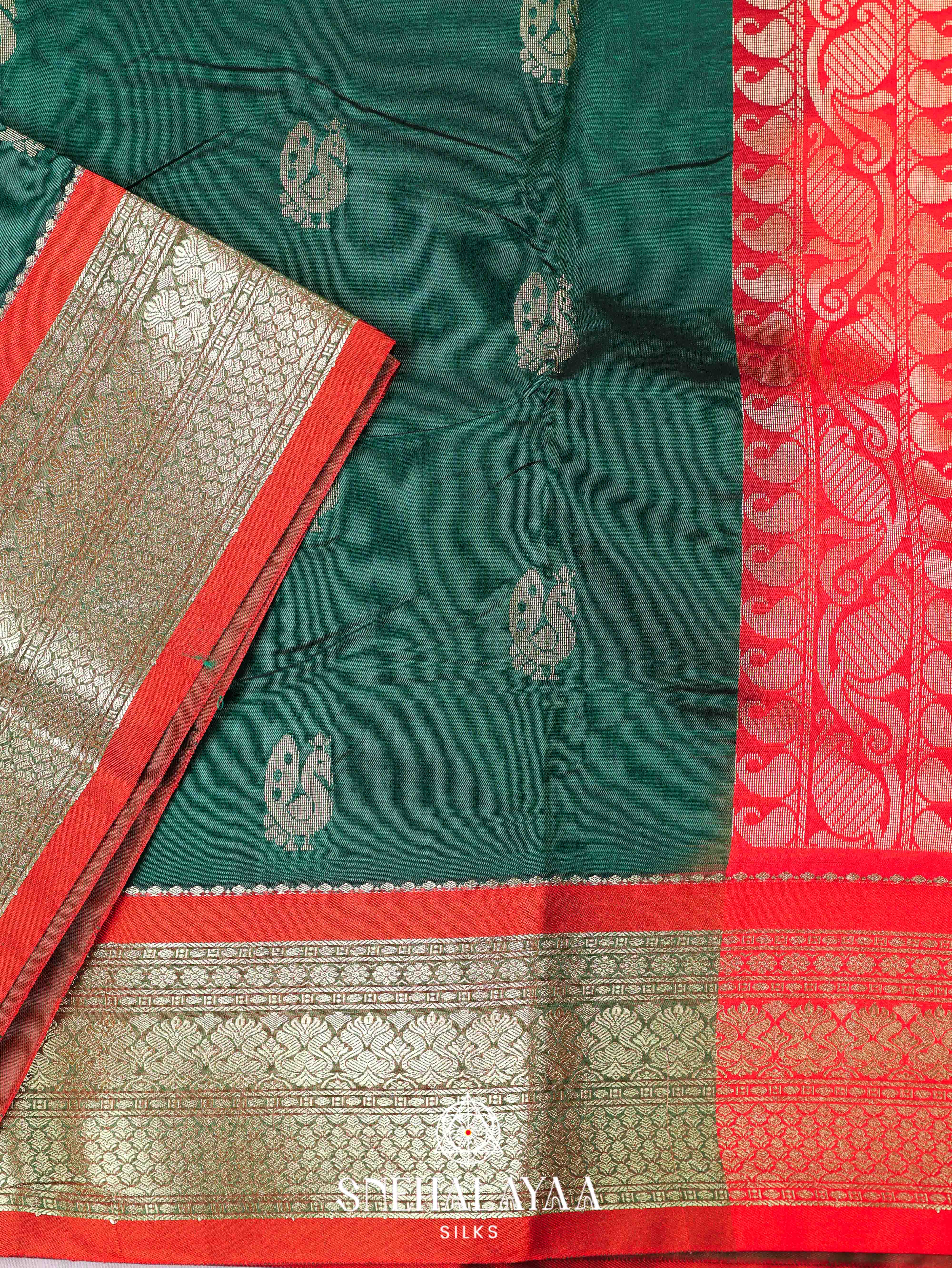 Forest Green Art Silk Saree
