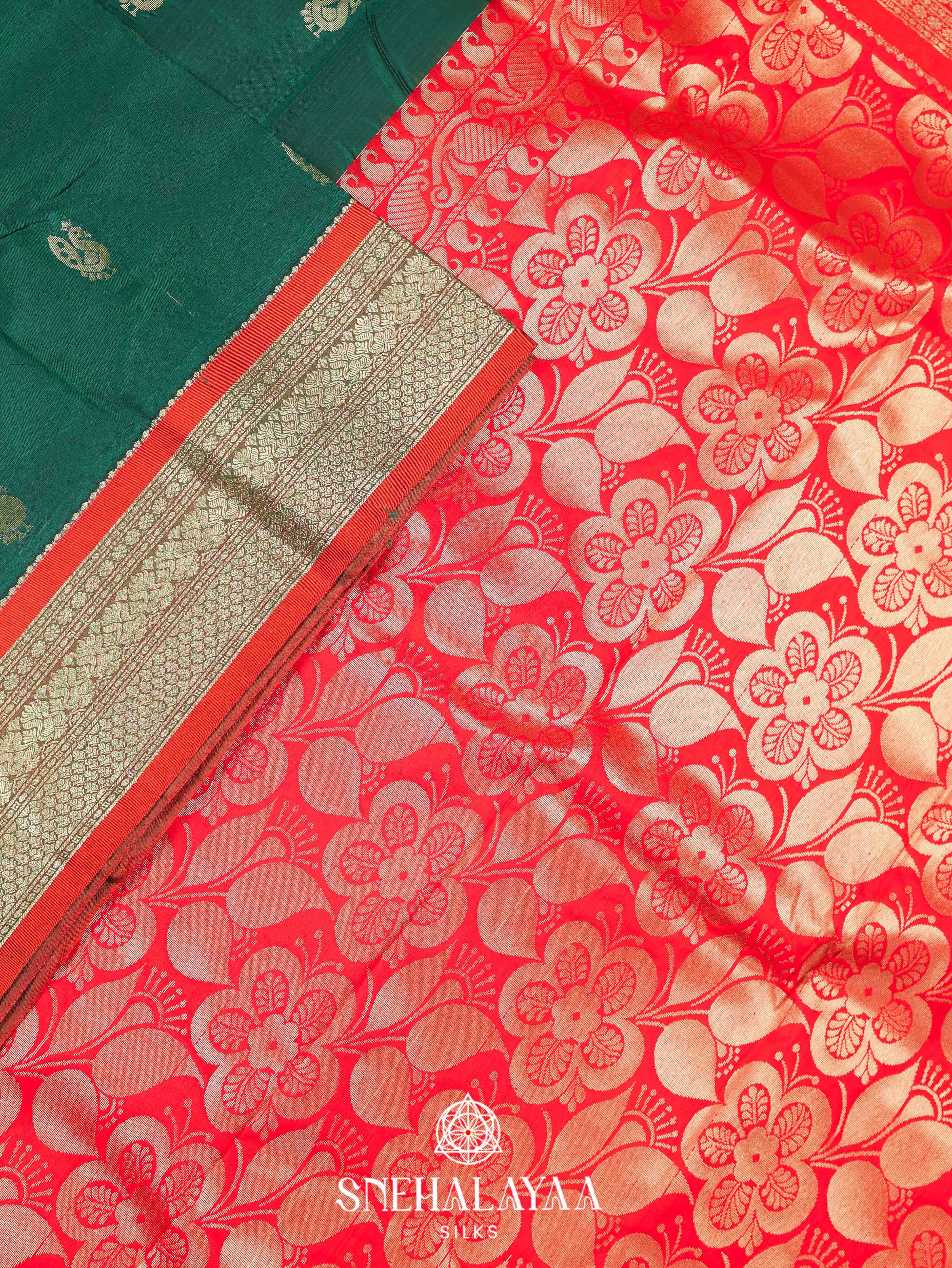 Forest Green Art Silk Saree