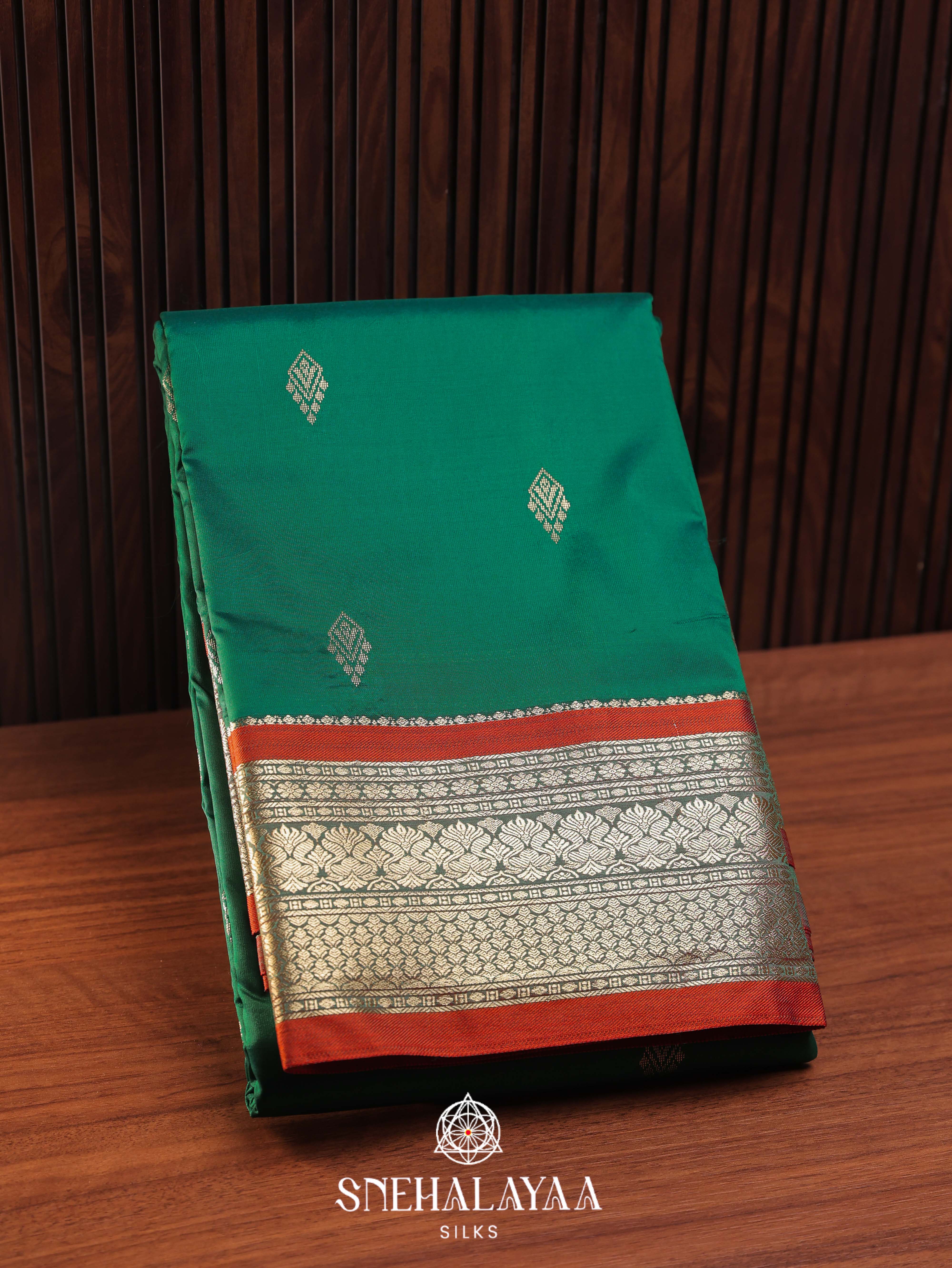 Forest Green Art Silk Saree