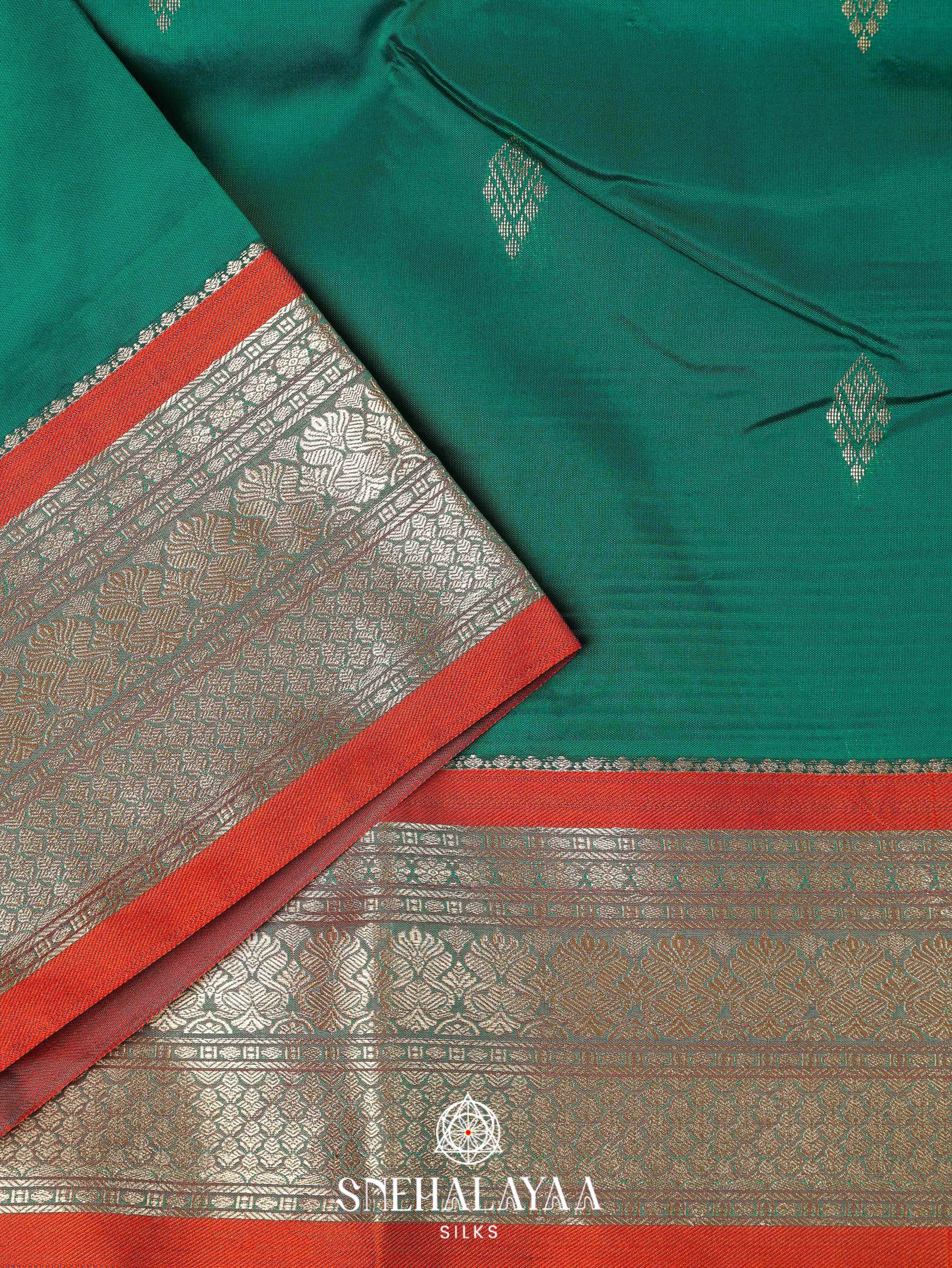 Forest Green Art Silk Saree