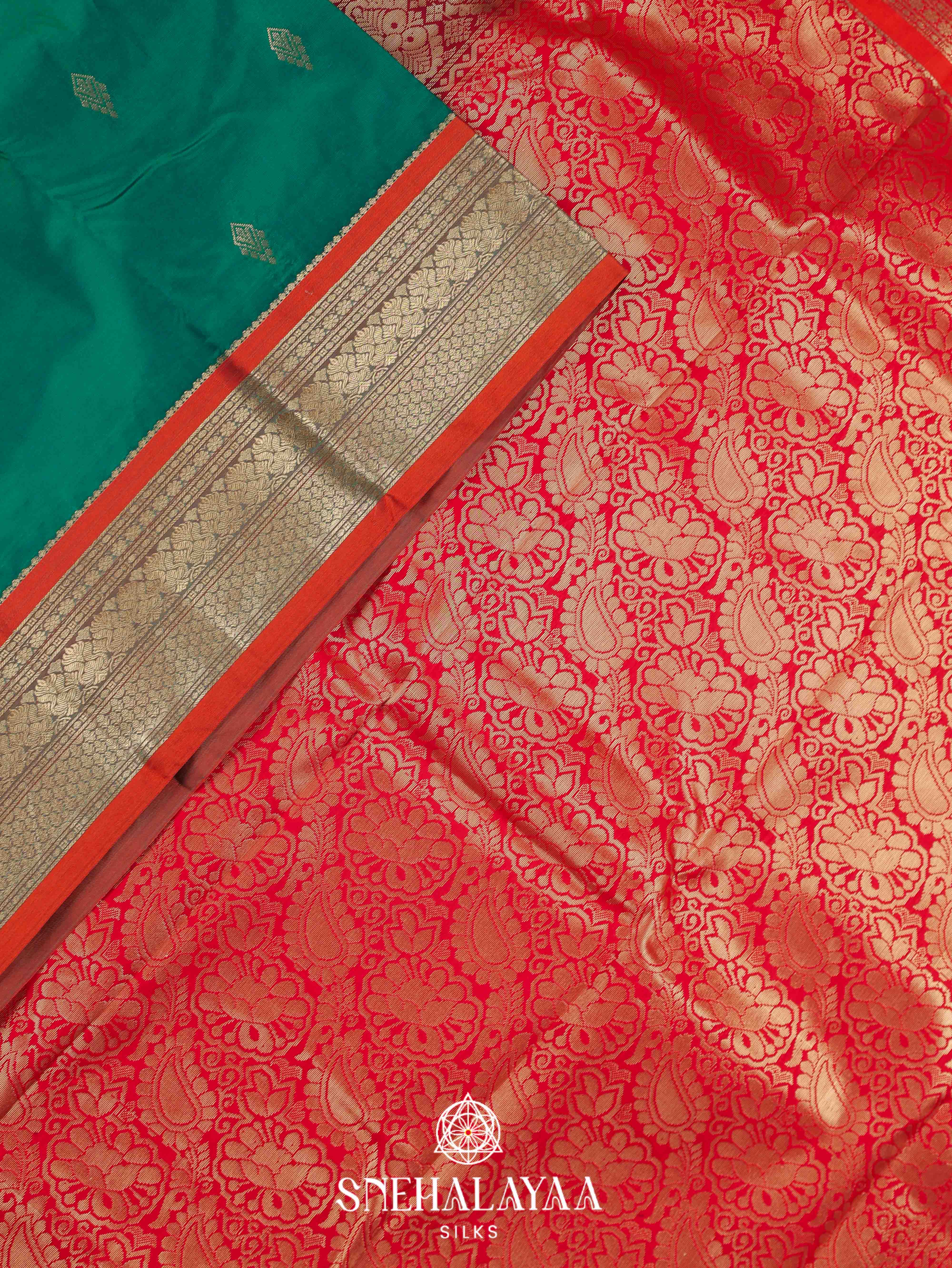 Forest Green Art Silk Saree