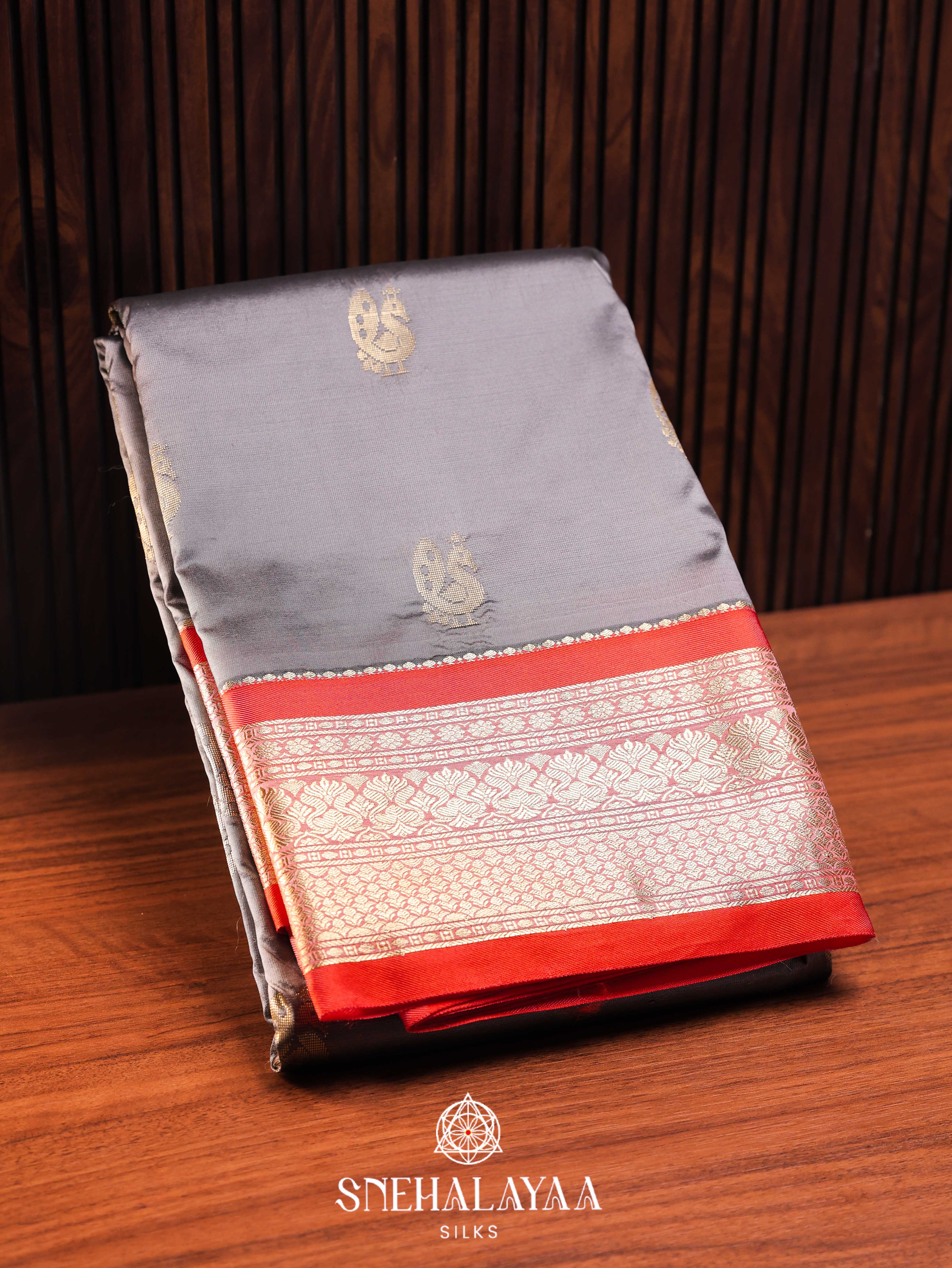 Grey Art Silk Saree