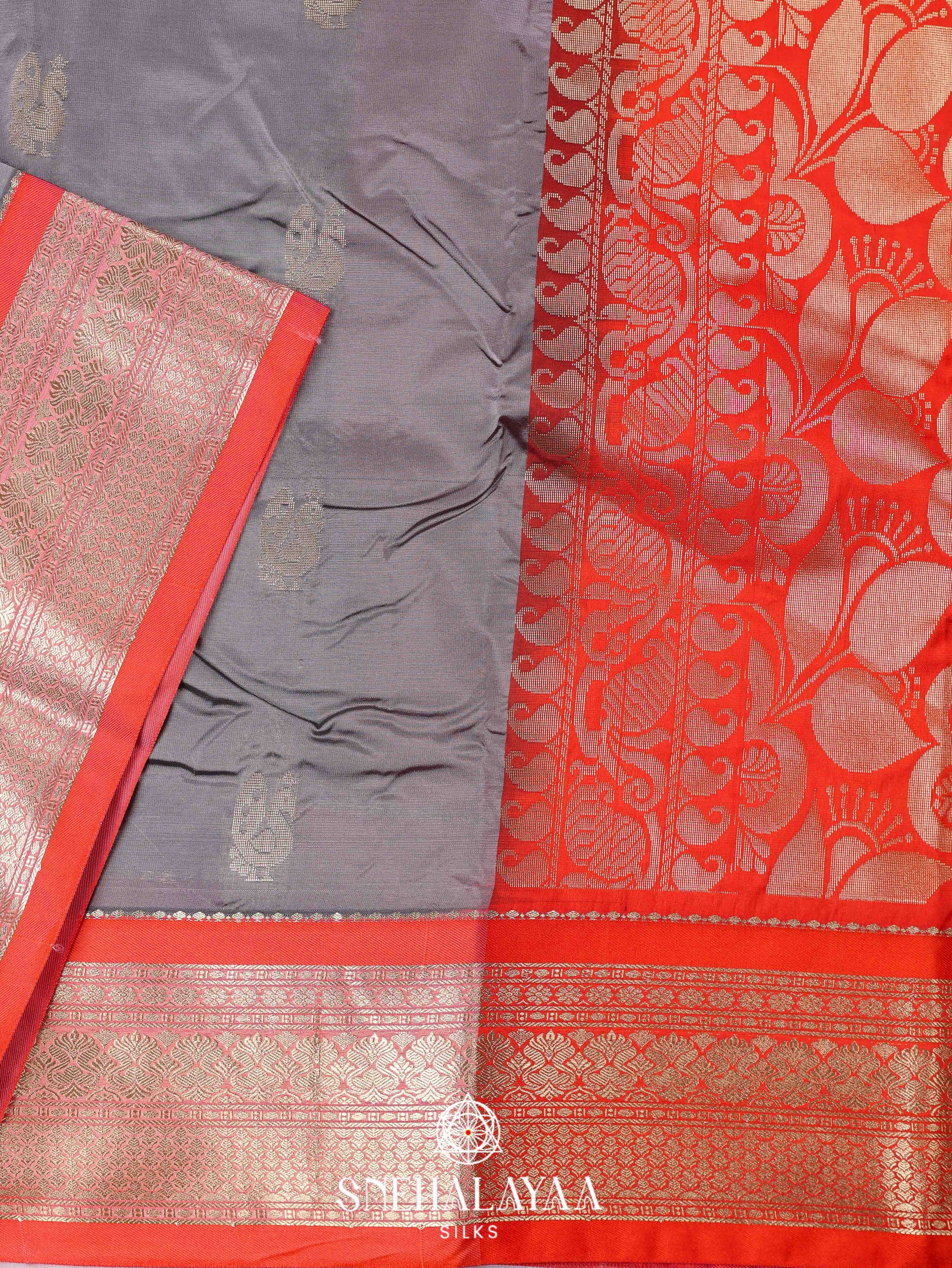 Grey Art Silk Saree