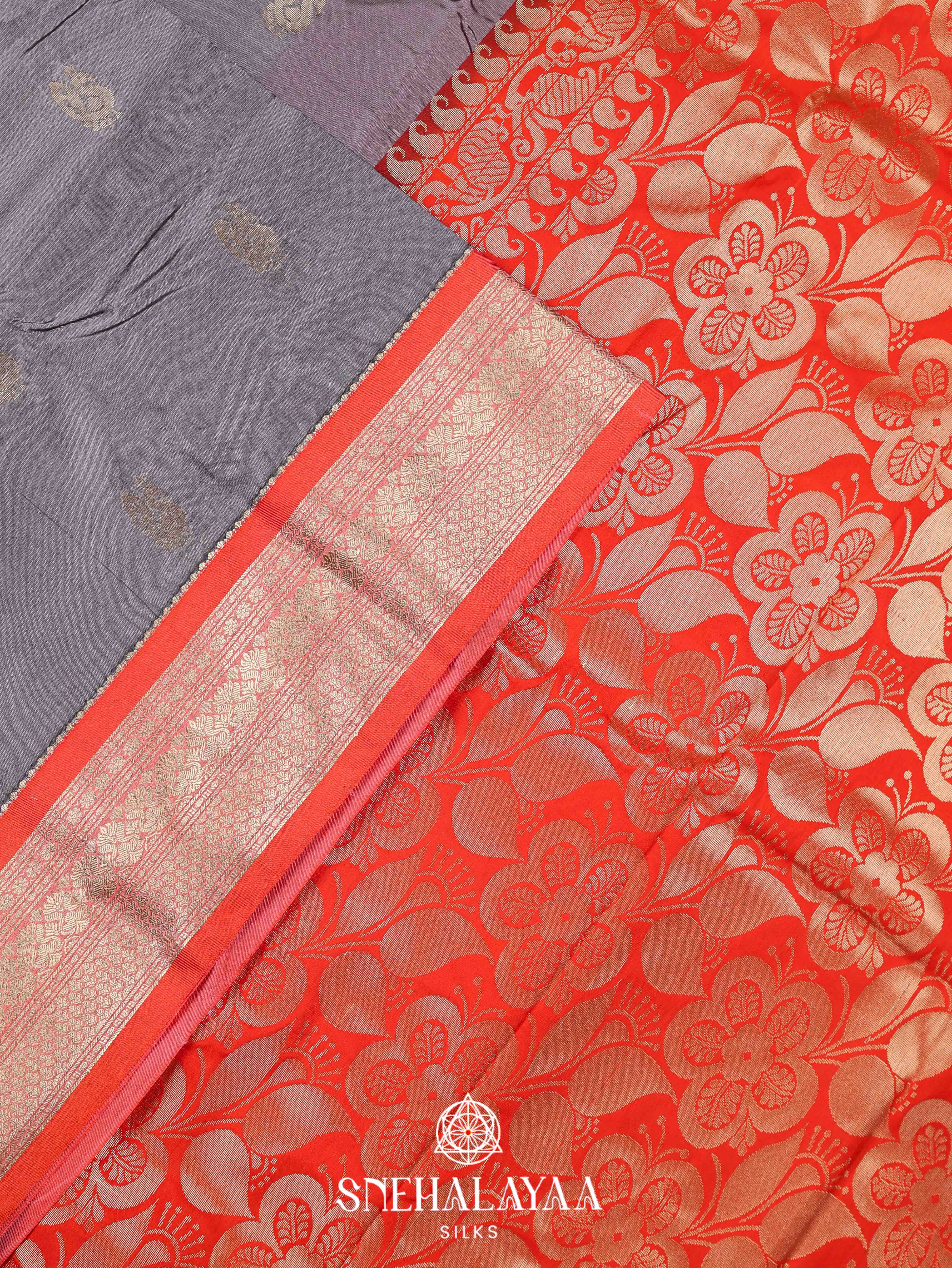 Grey Art Silk Saree