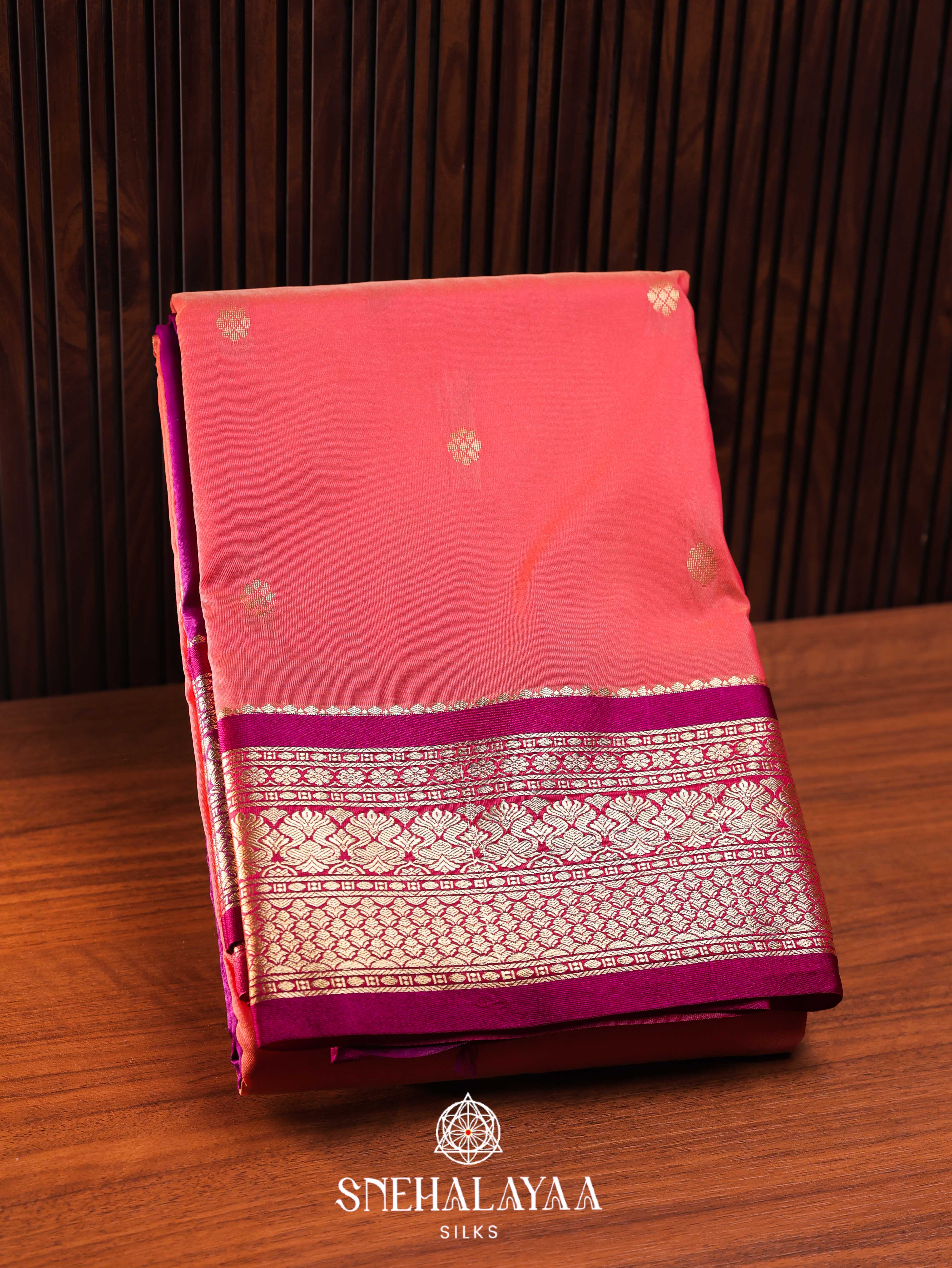 Peach Art Silk Saree
