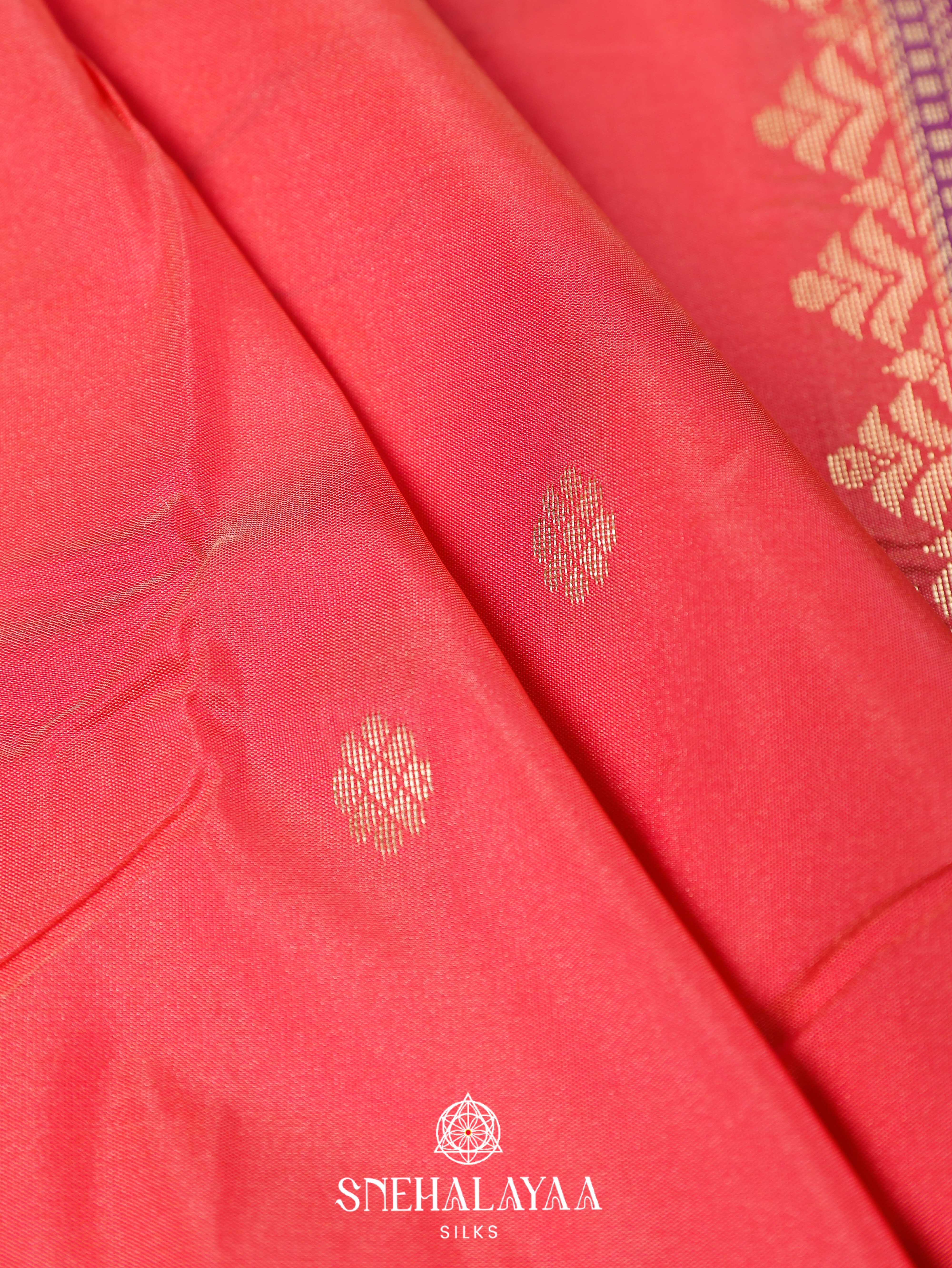 Peach Art Silk Saree