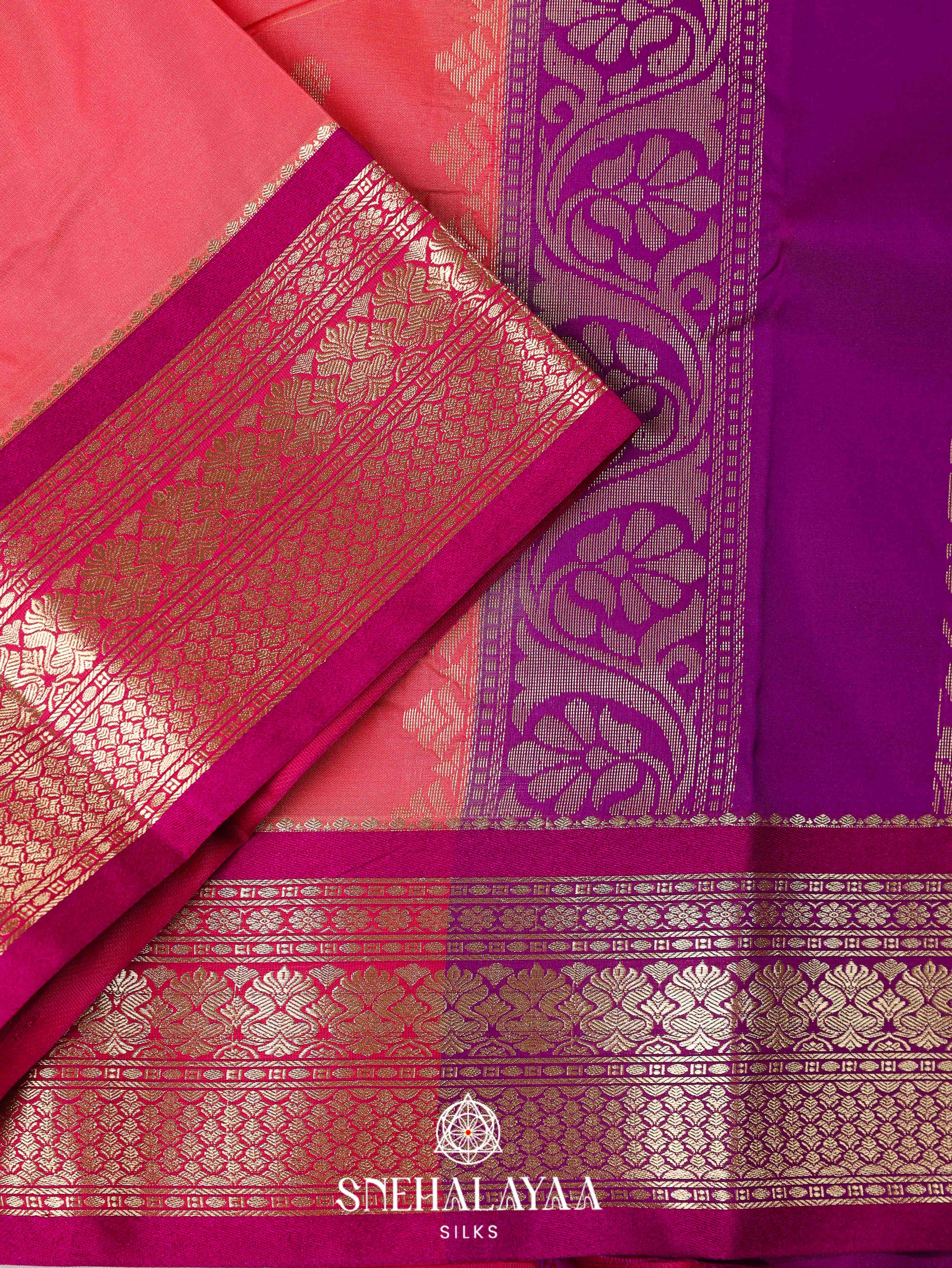 Peach Art Silk Saree