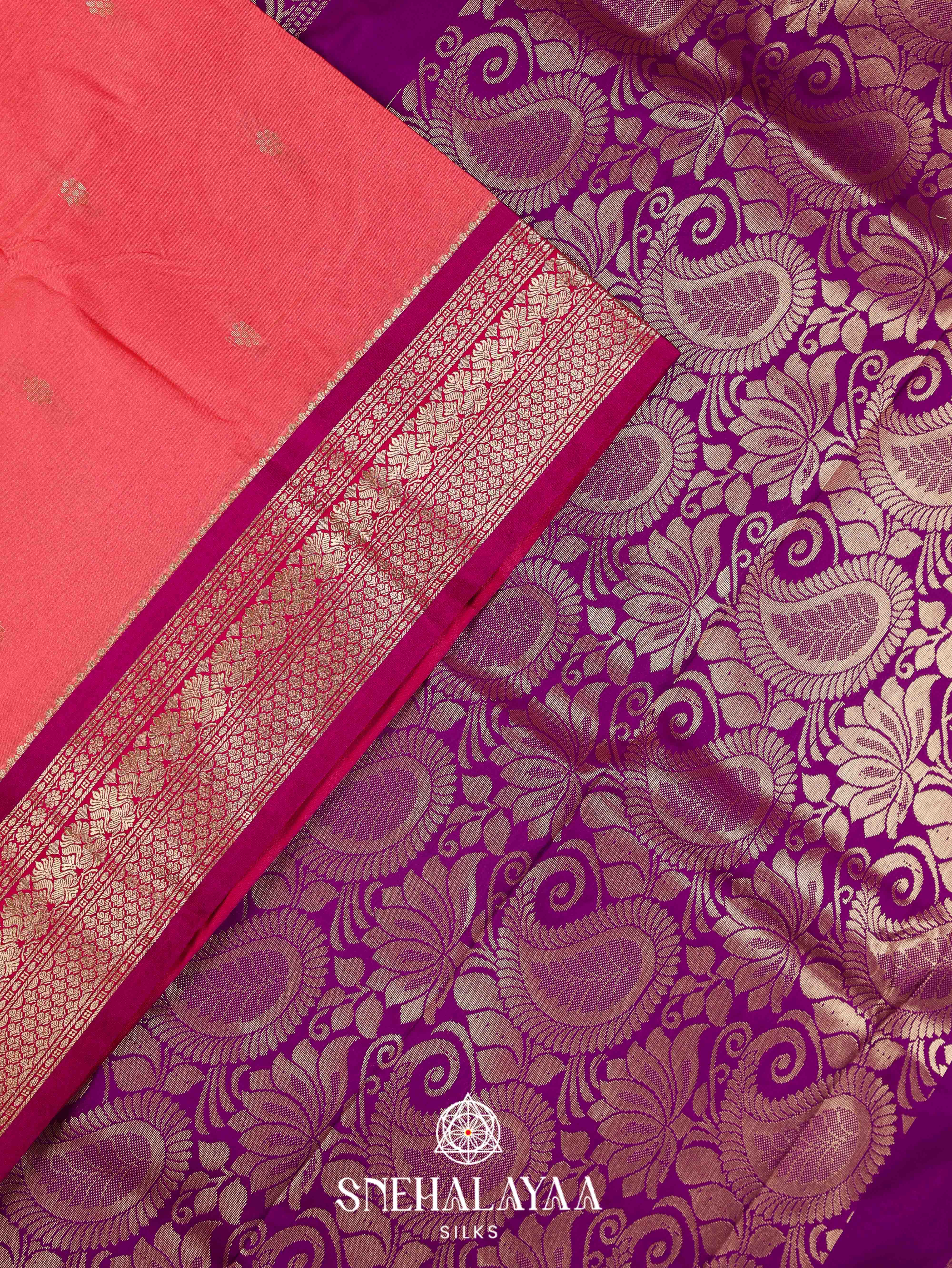 Peach Art Silk Saree