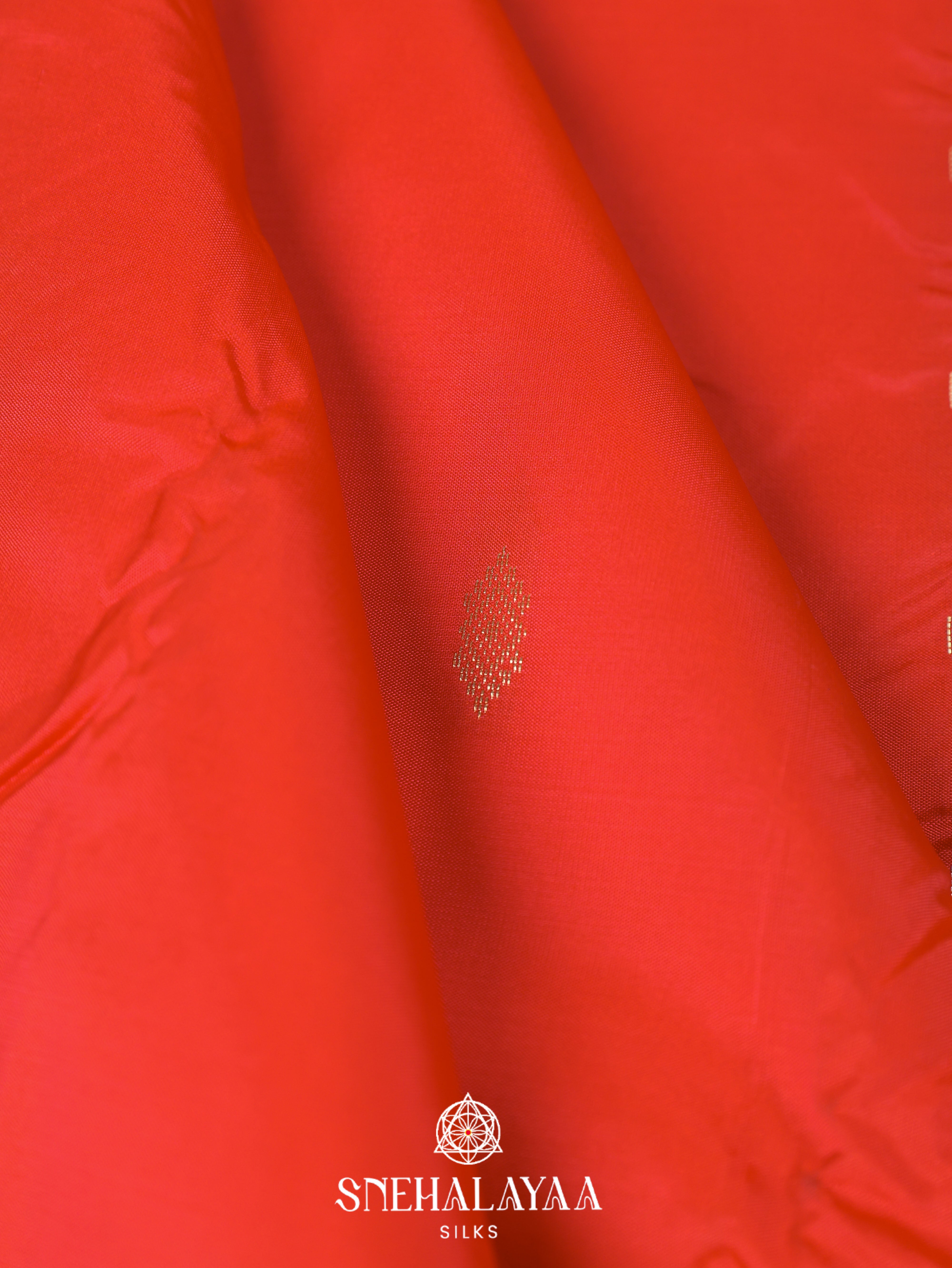 Coral Orange Art Silk Saree