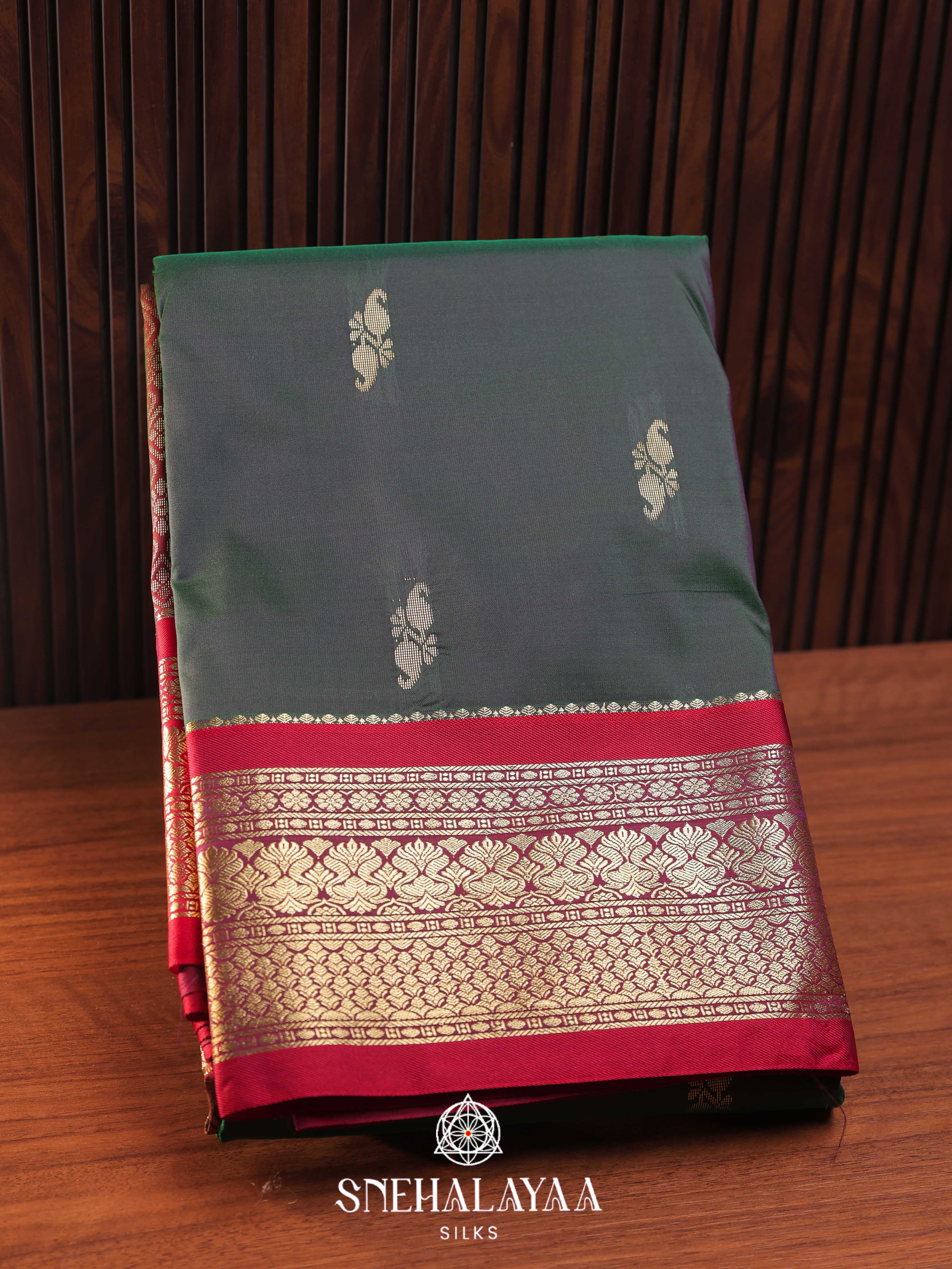 Forest Green Art Silk Saree