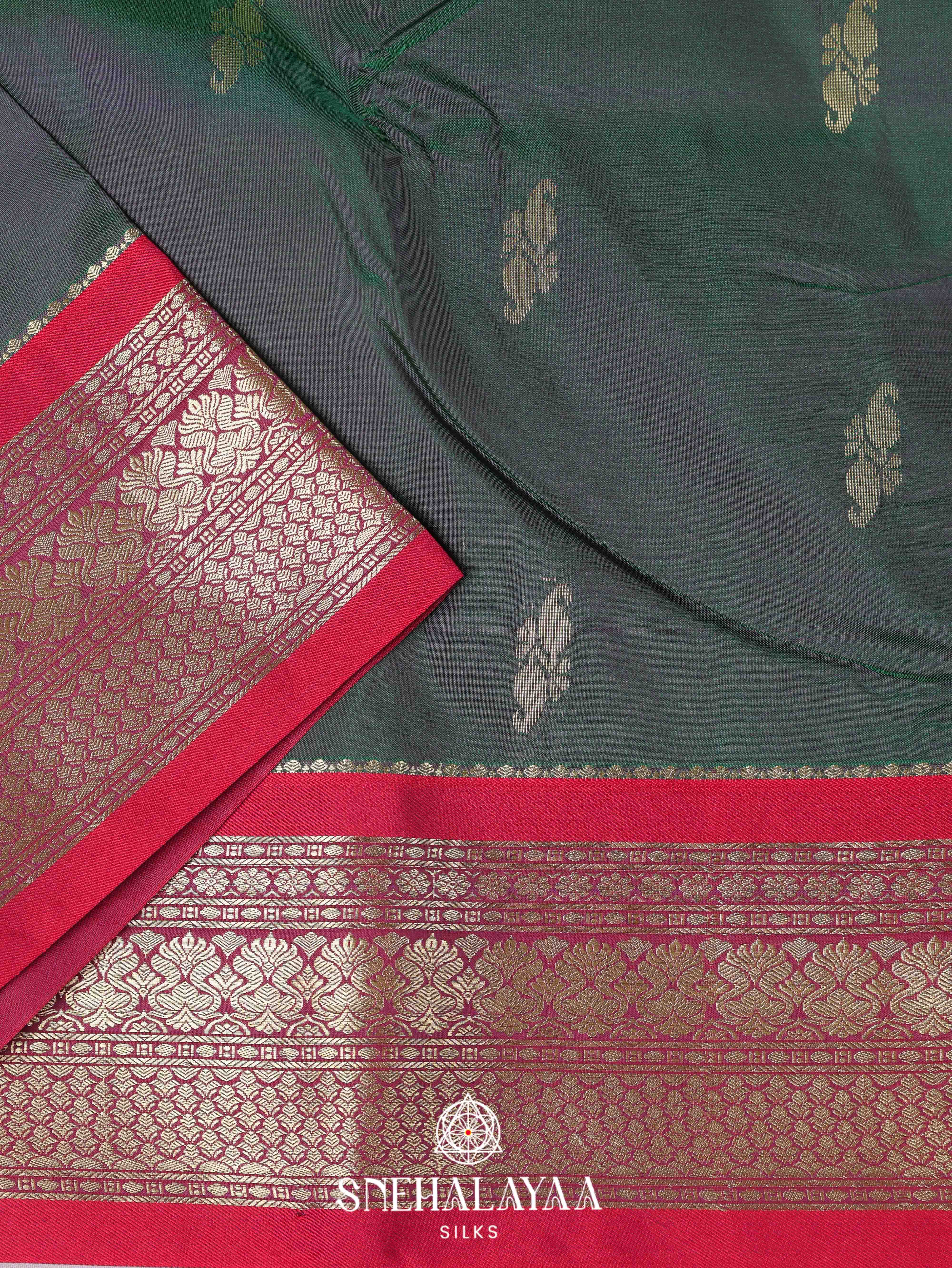 Forest Green Art Silk Saree