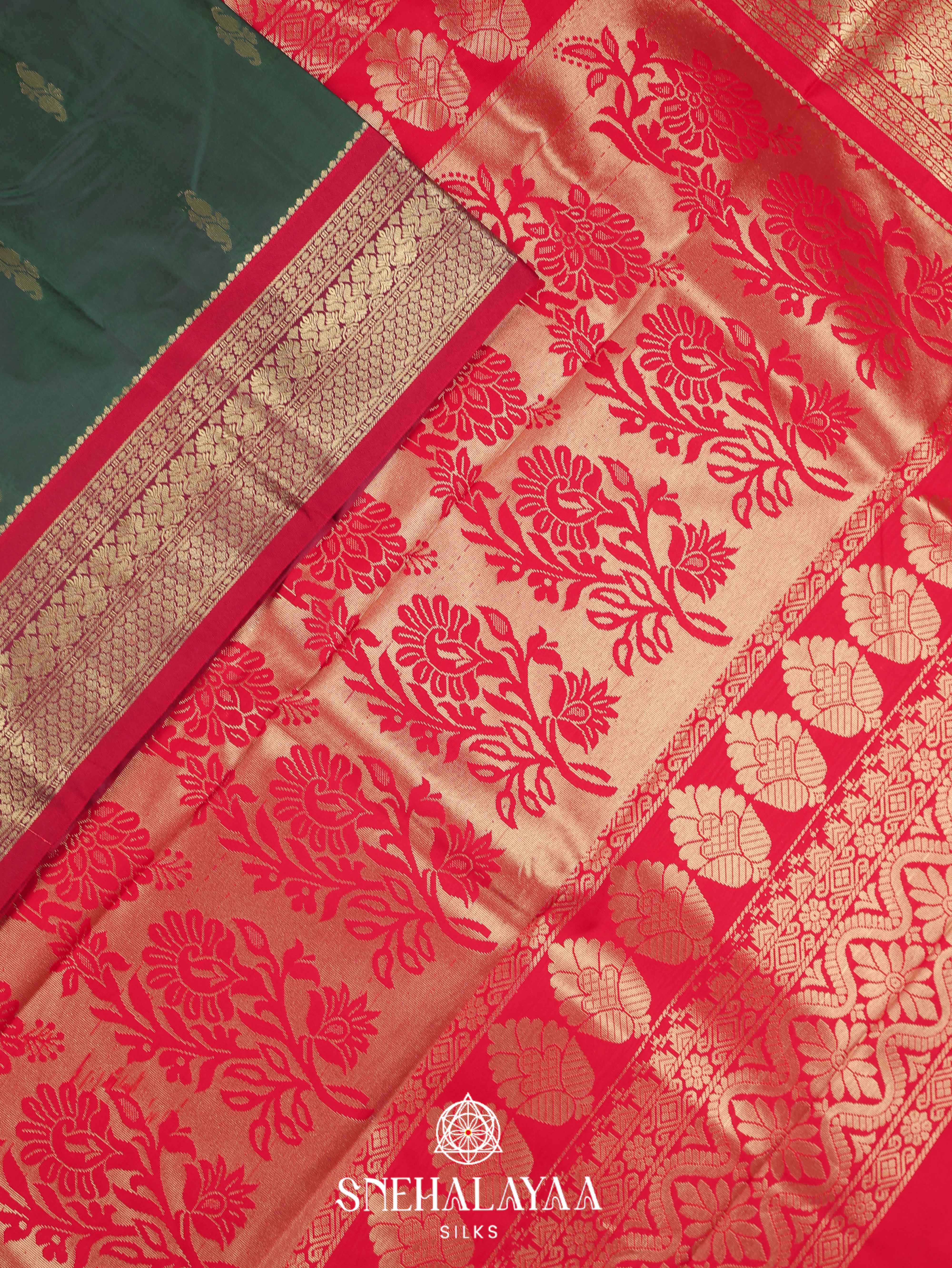 Forest Green Art Silk Saree