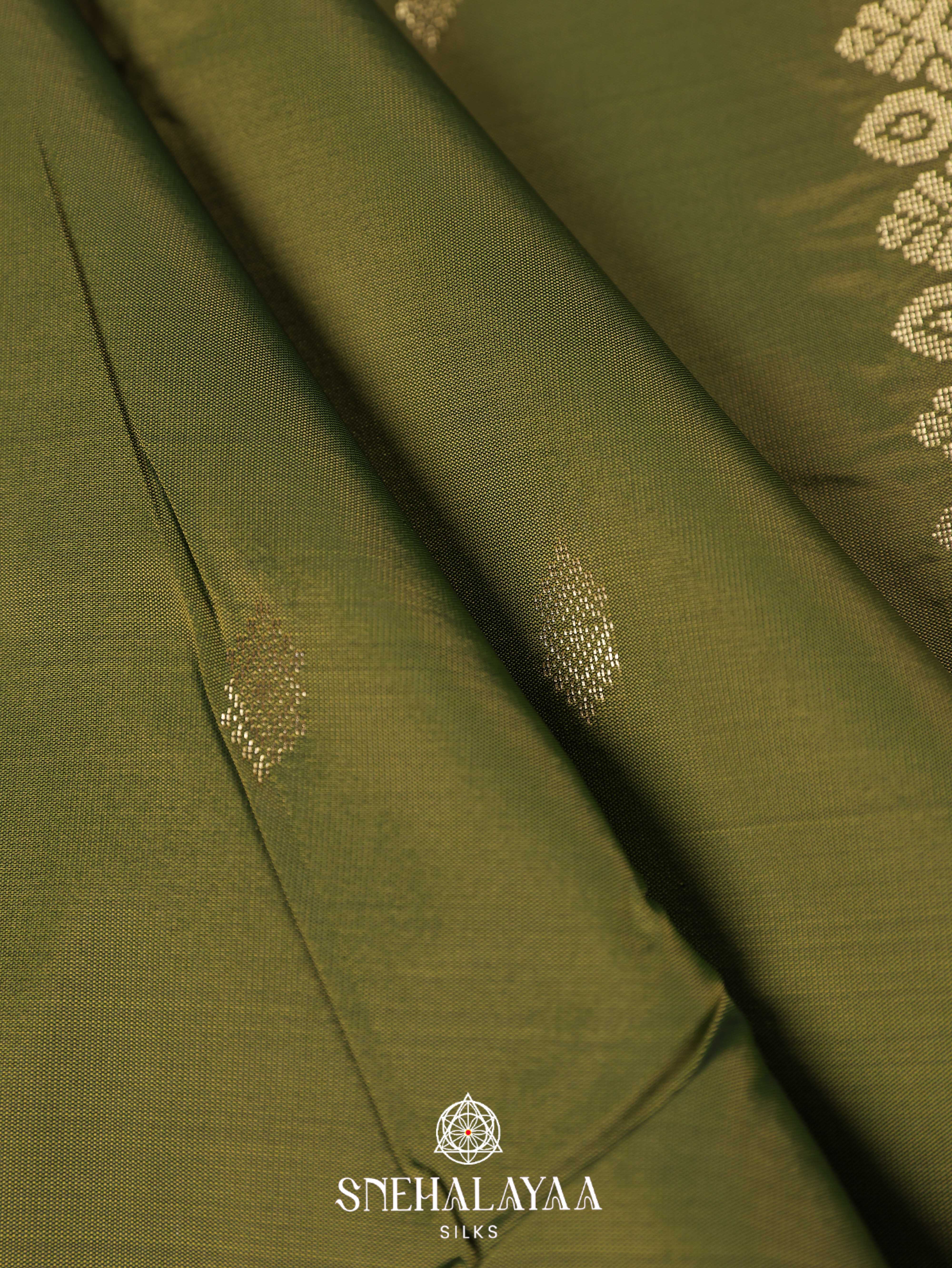 Olive Green Art Silk Saree