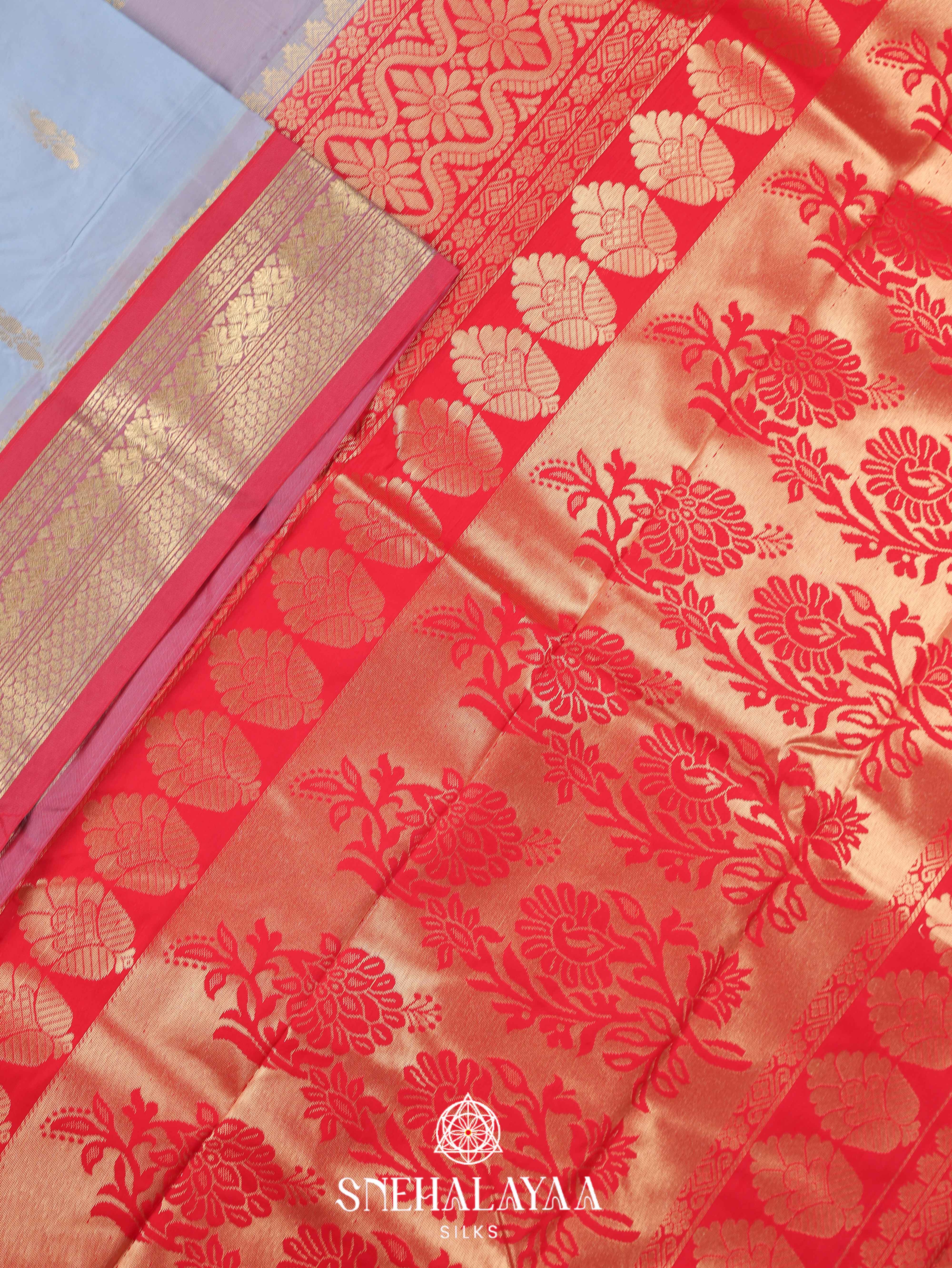 Pale Blue Art Silk Saree