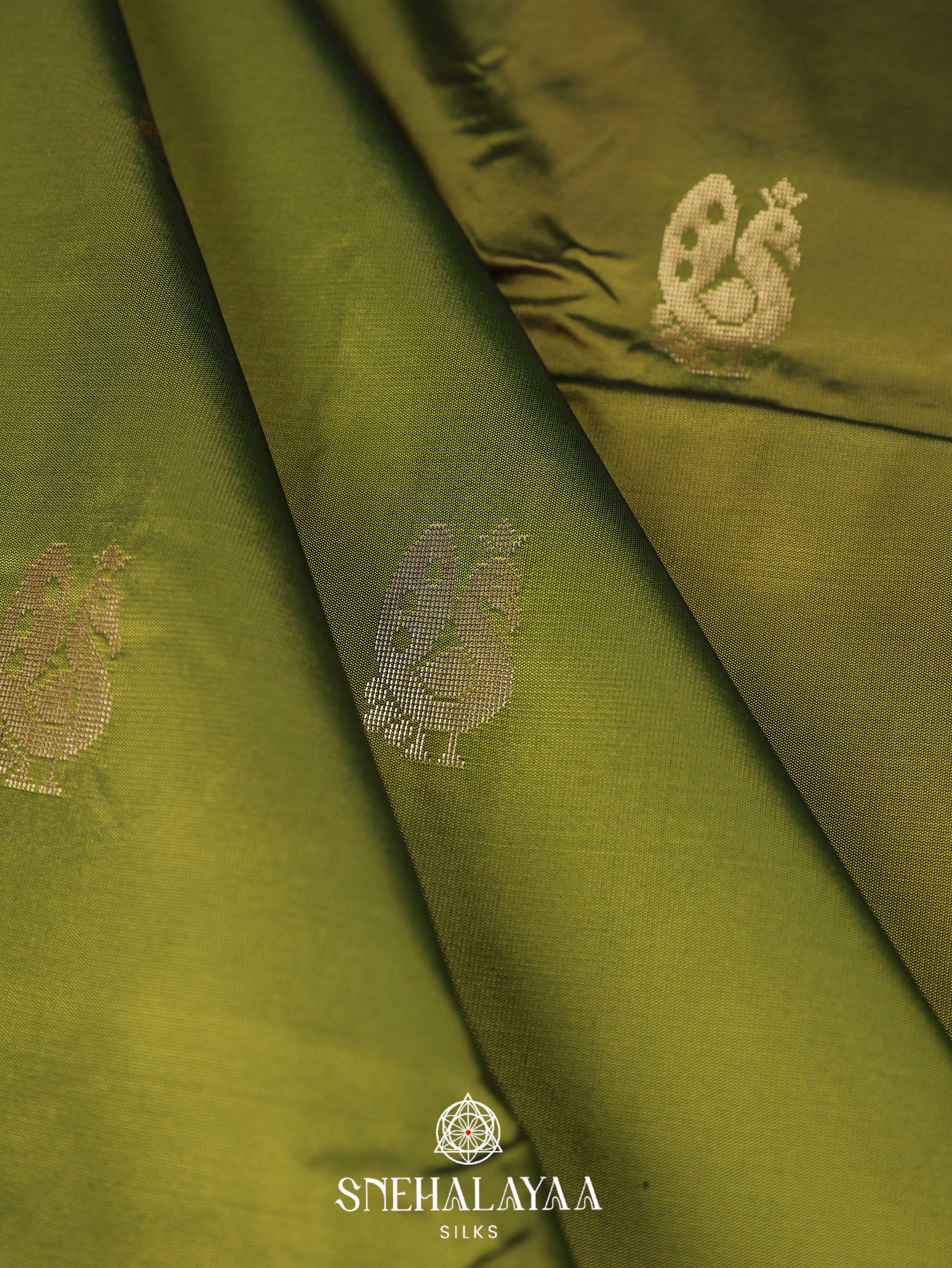 Olive Green Art Silk Saree
